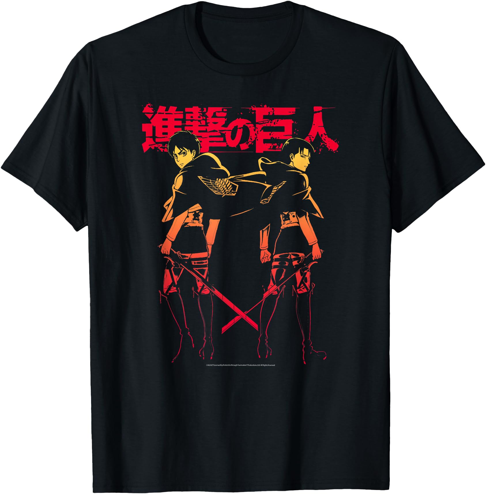 Attack on Titan Levi & Eren Gradient with Japanese Anime