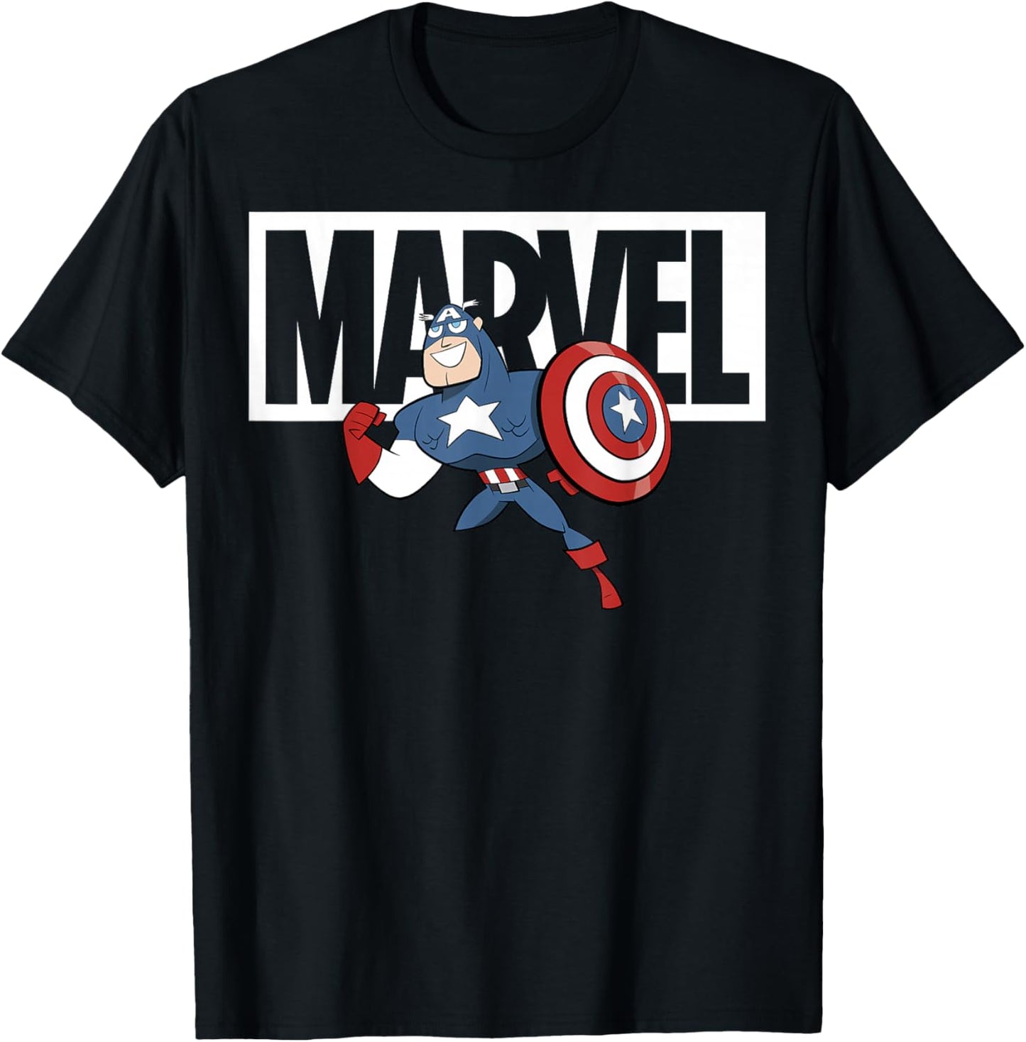 Marvel Captain America Chibi Action Pose Logo Outline