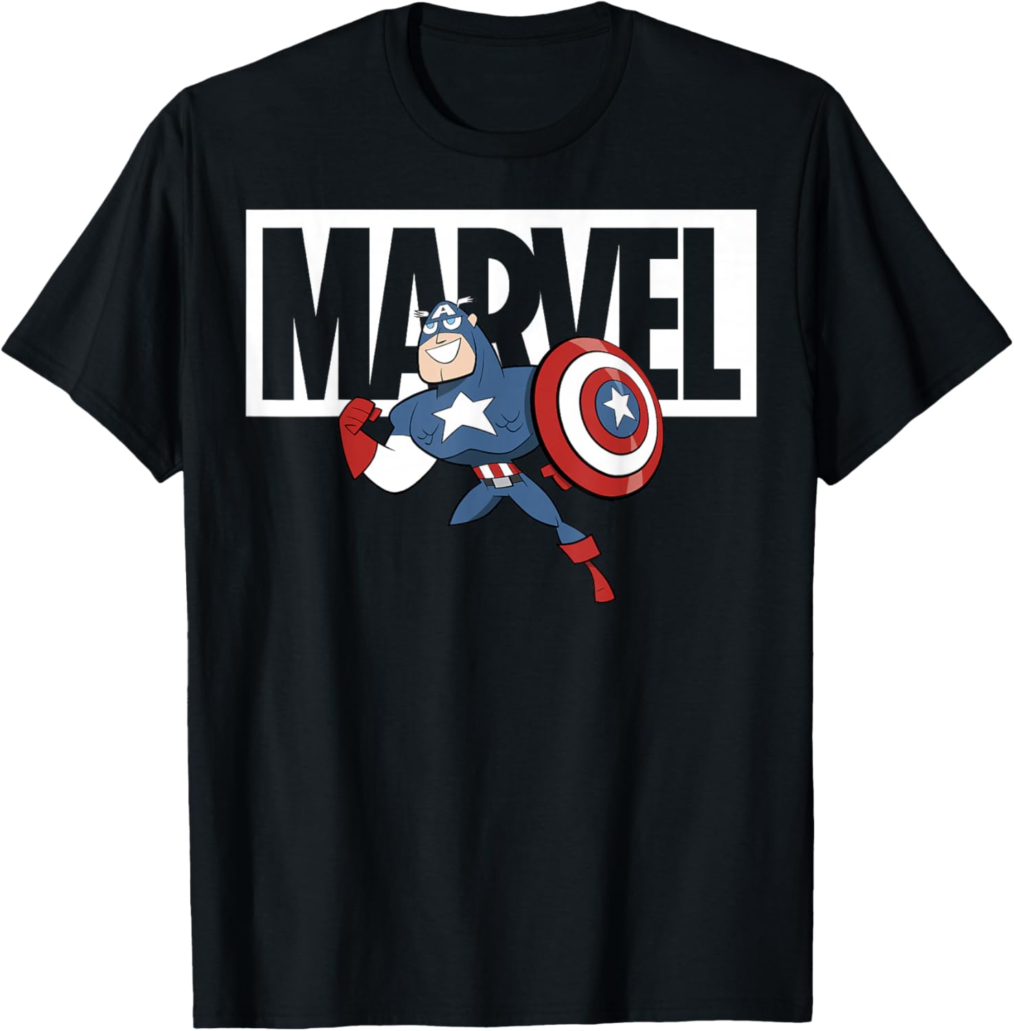 Marvel Captain America Chibi Action Pose Logo Outline