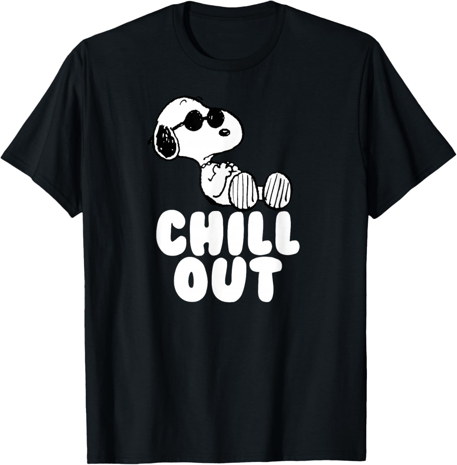 Peanuts Classic Fit Crew Neck T-Shirt - Chill Out Snoopy Graphic in Blue