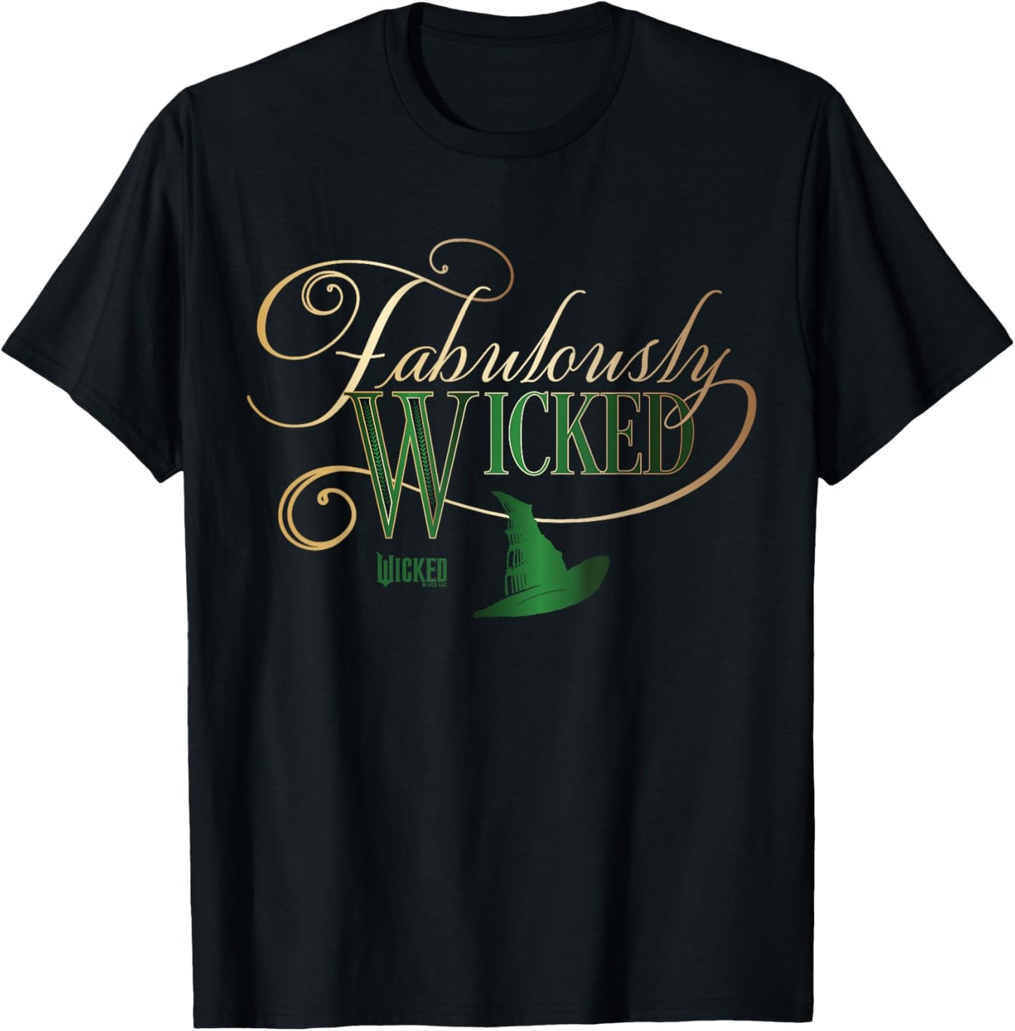 Wicked Fabulously Wicked Elphaba T-Shirt - Unisex-Adult, Black, Small, Short Sleeve, T-Shirt, Letter Print