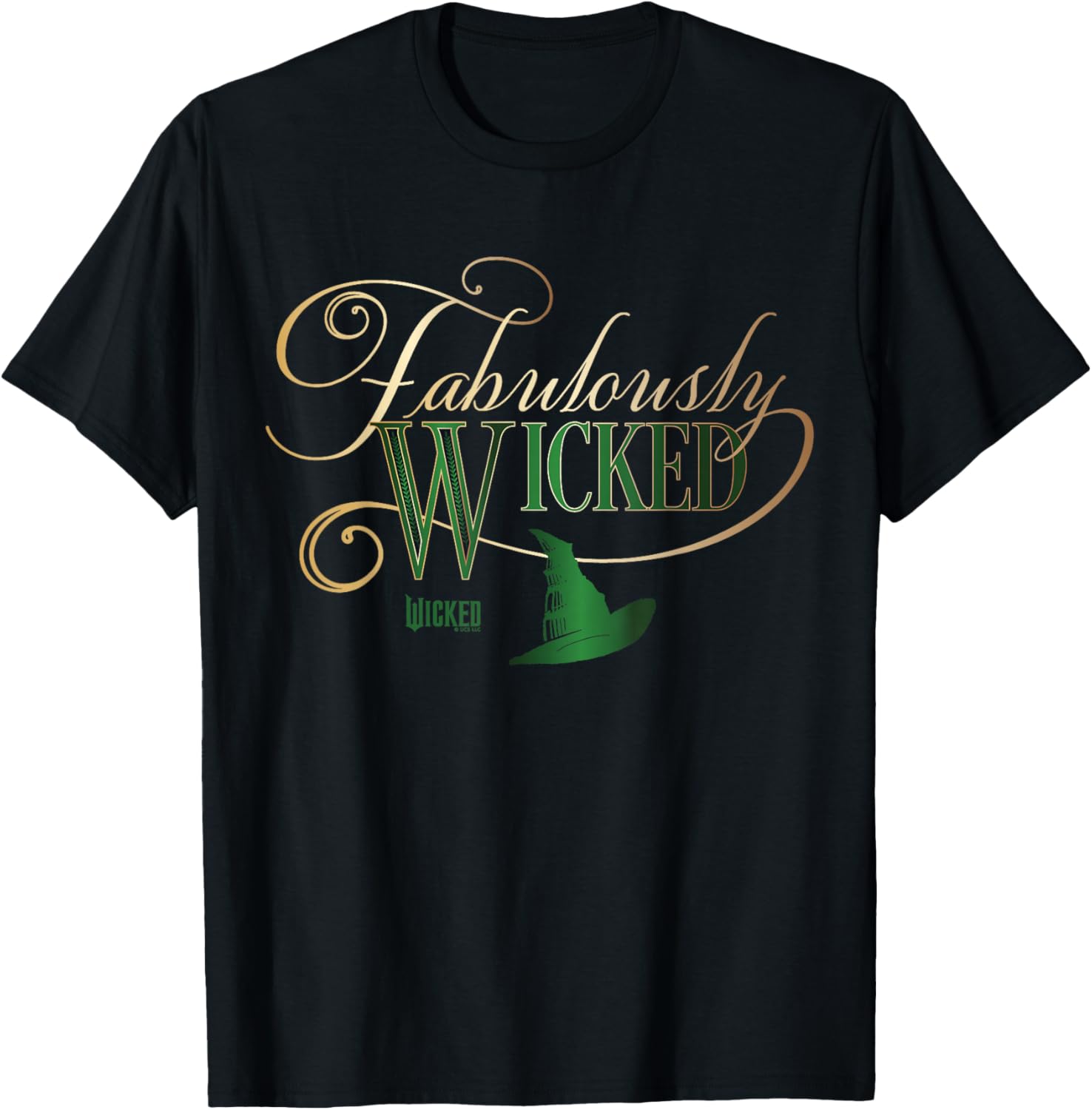 Wicked Fabulously Wicked Elphaba T-Shirt - Unisex-Adult, Black, Small, Short Sleeve, T-Shirt, Letter Print