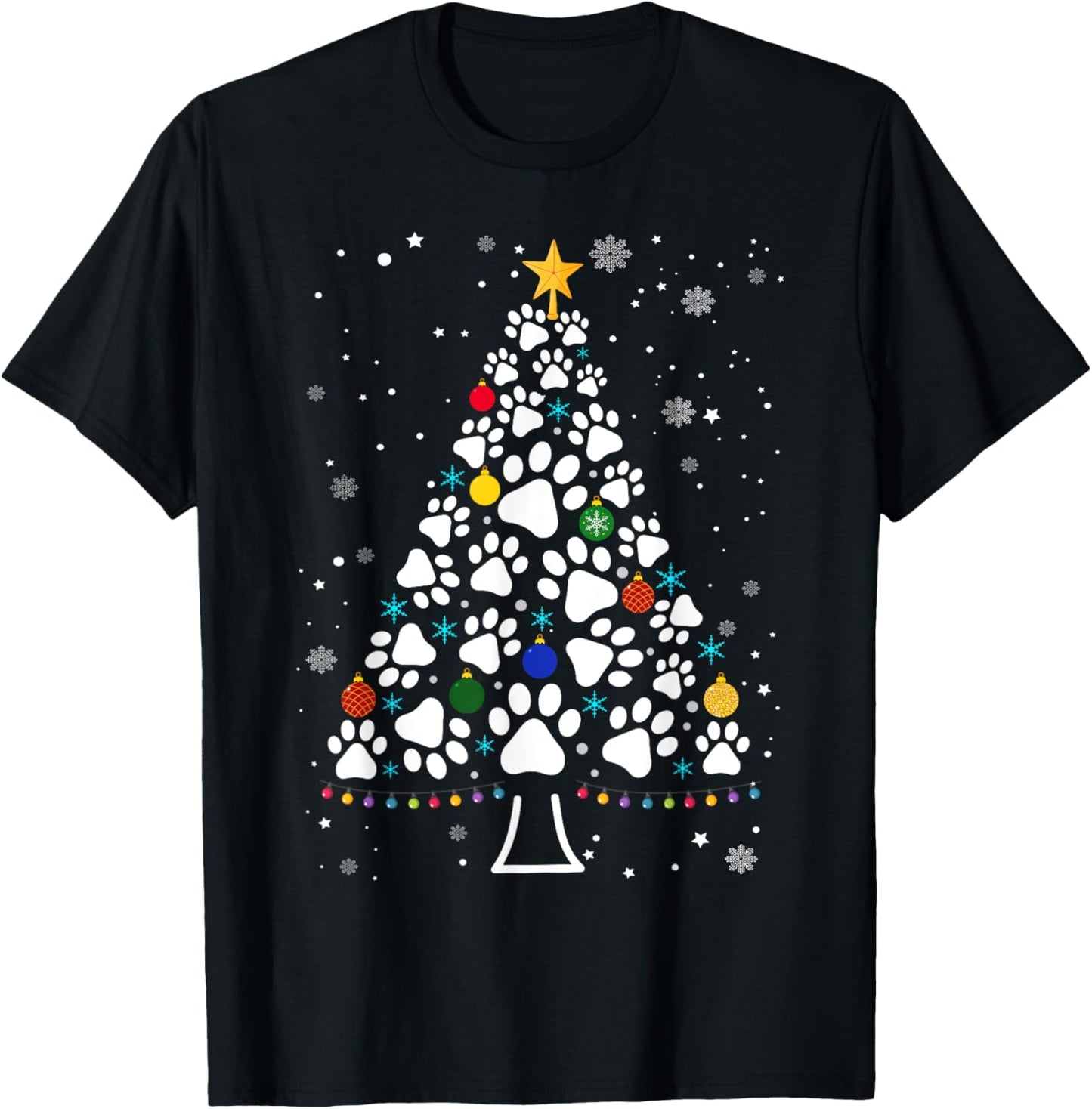 Paw Print Christmas Tree Lights Matching Family Xmas