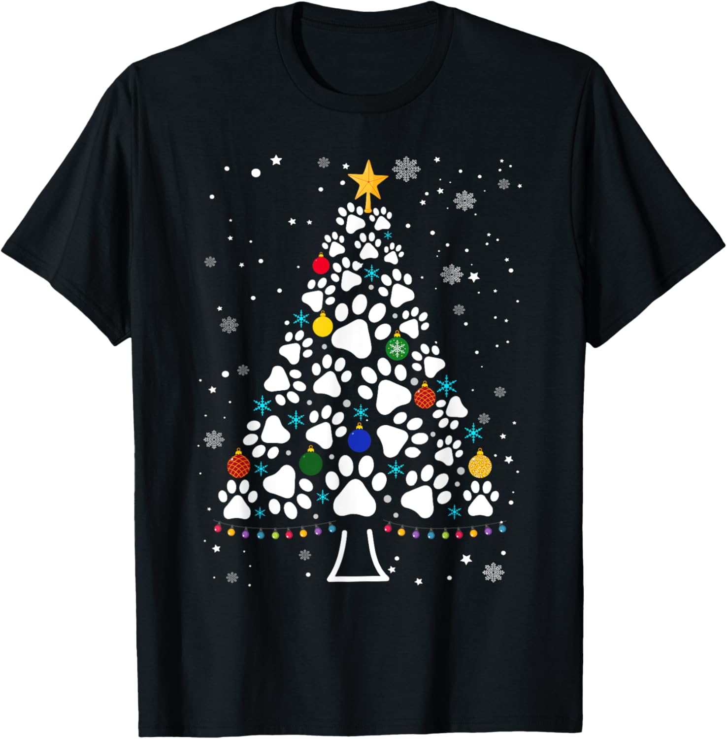 Paw Print Christmas Tree Lights Matching Family Xmas
