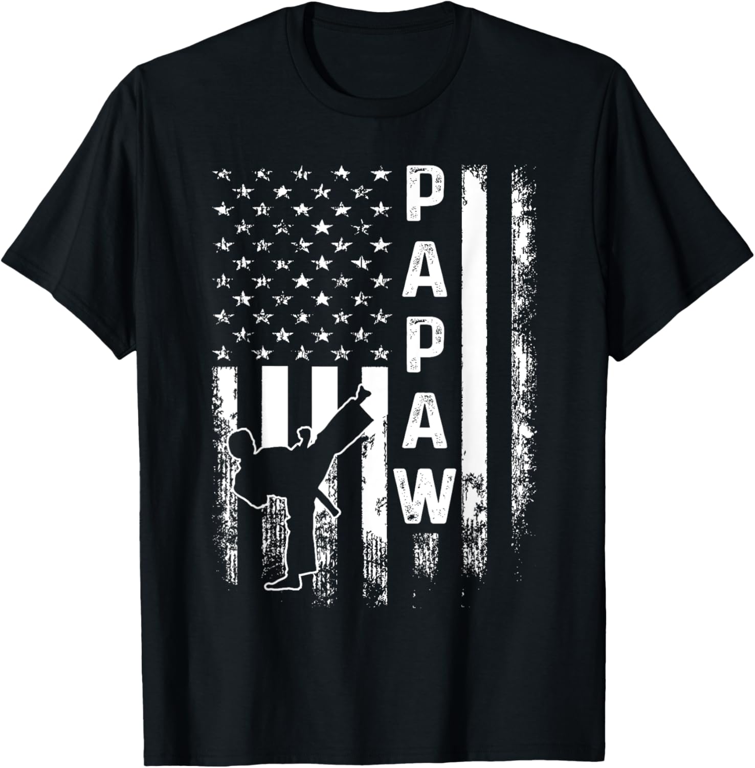 Taekwondo Papaw American Flag Vintage Christmas Xmas T-Shirt for Women Kids Men