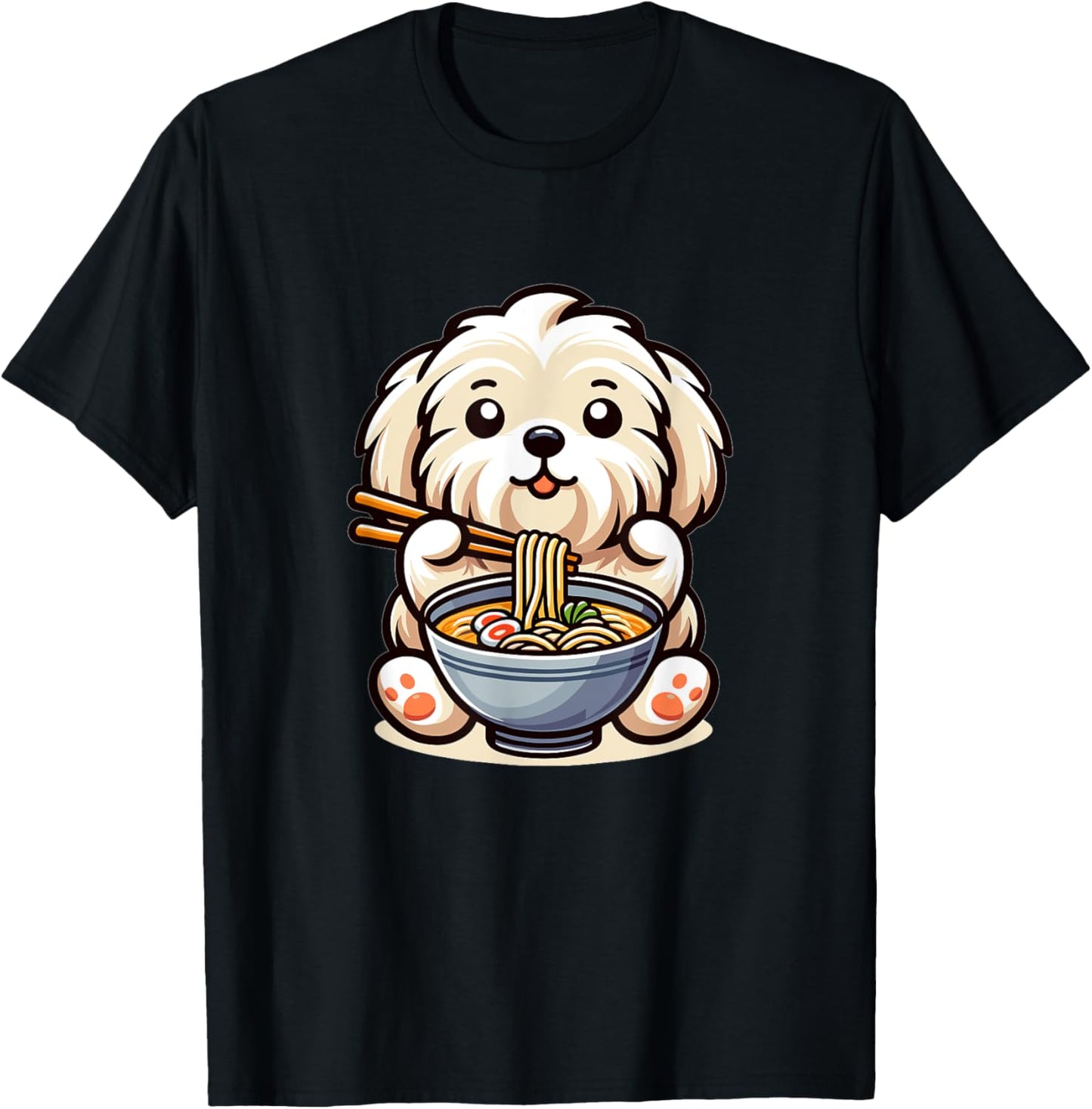 Cute Japanese Kawaii Chibi Havanese Eating Ramen