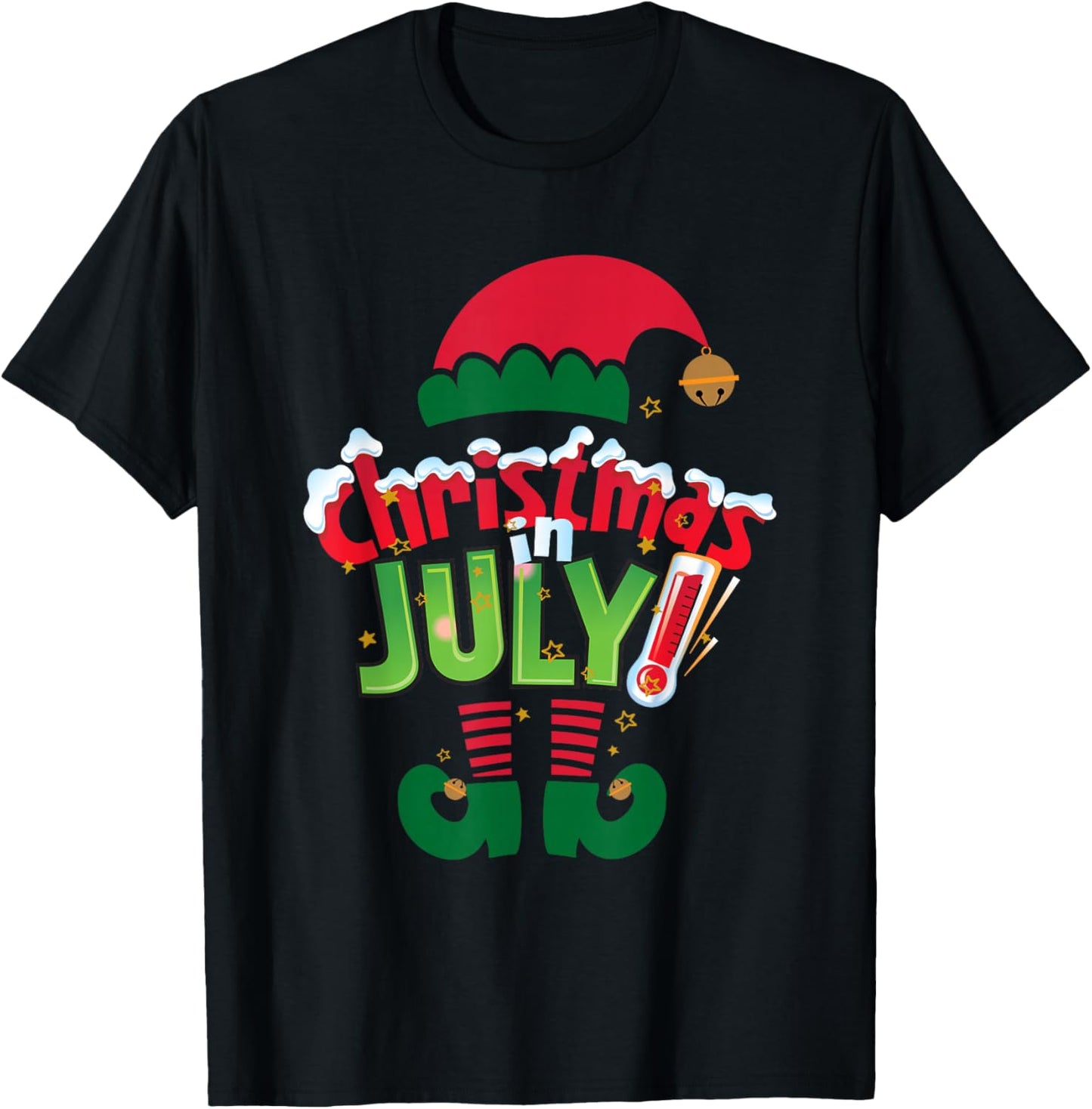 Funny Christmas in July Shirt Summer Elf Santa Xmas