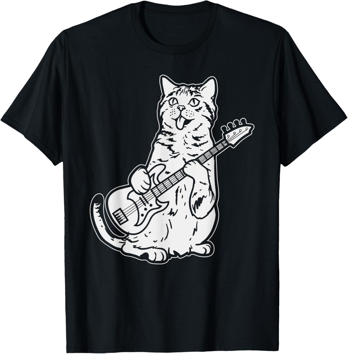 Cat Playing Bass Guitar Musician Animal Pet Music Lover Gift T-Shirt