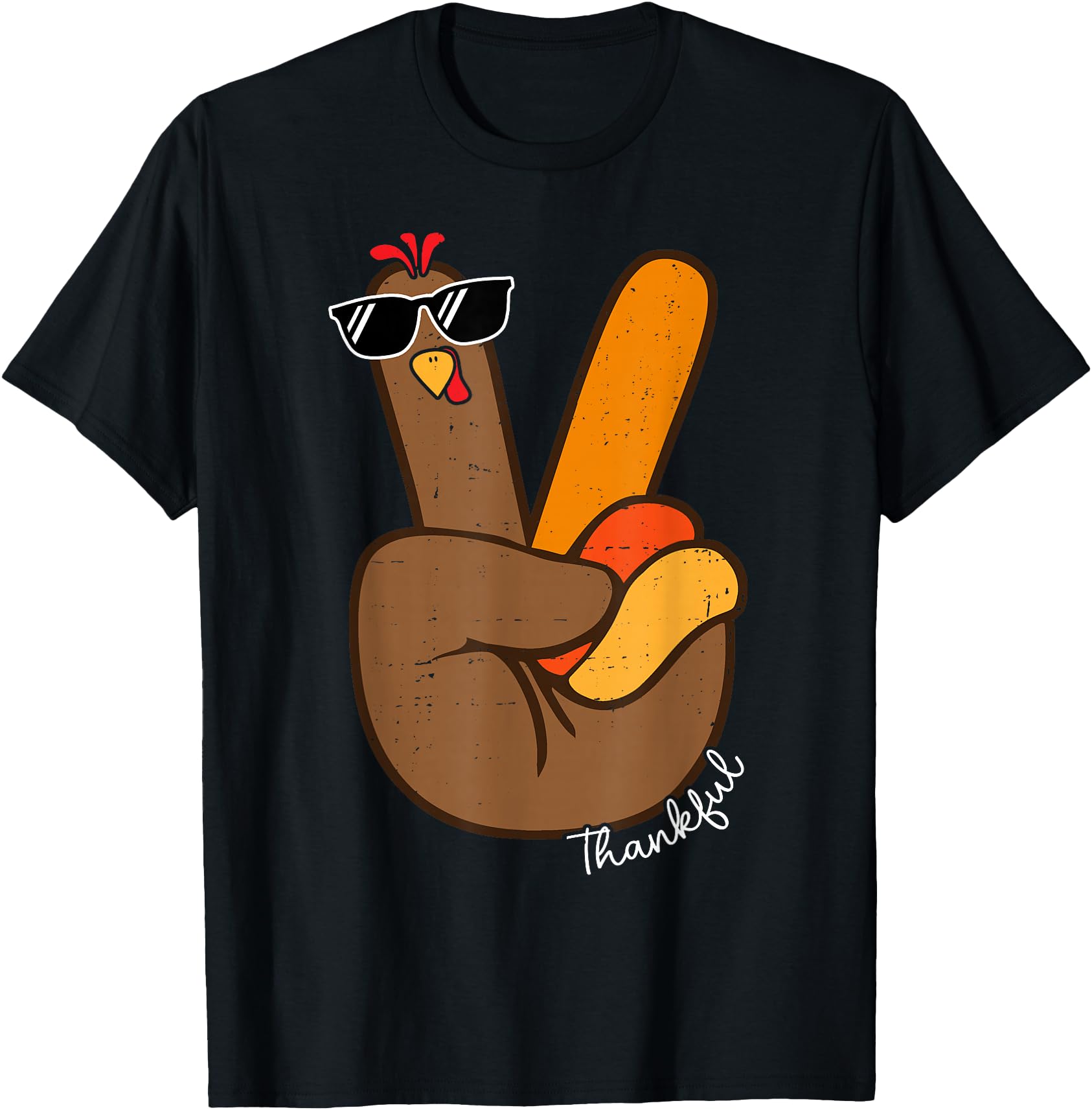 Peace Sign Turkey Hand Cool Thanksgiving Hippie Men Women