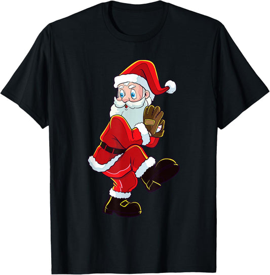 Christmas Baseball Santa Claus Pitcher Boys Kids Xmas