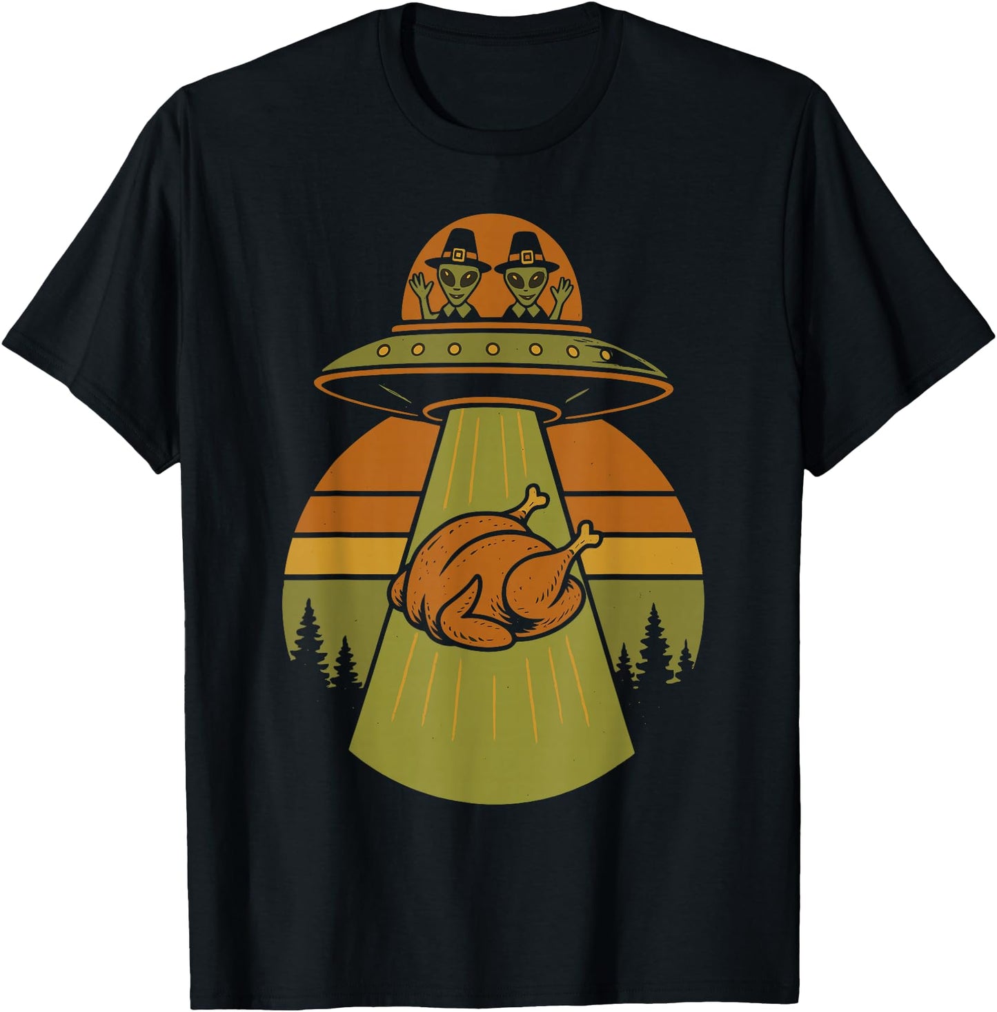 Thanksgiving Alien UFO Turkey Abduction Retro Design