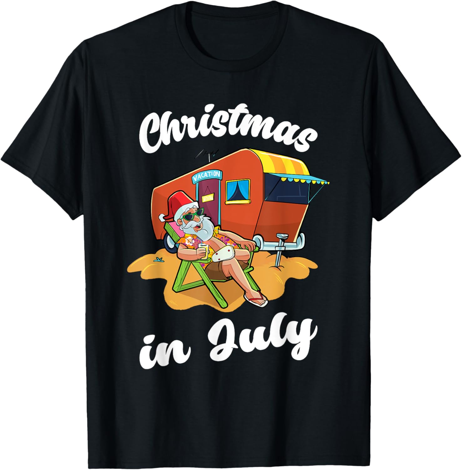 Christmas in July Funny Santa Camper RV Caravan Summer Xmas