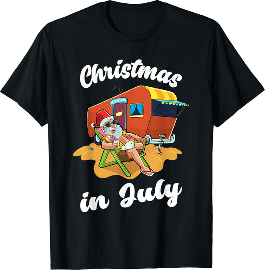 Christmas in July Funny Santa Camper RV Caravan Summer Xmas
