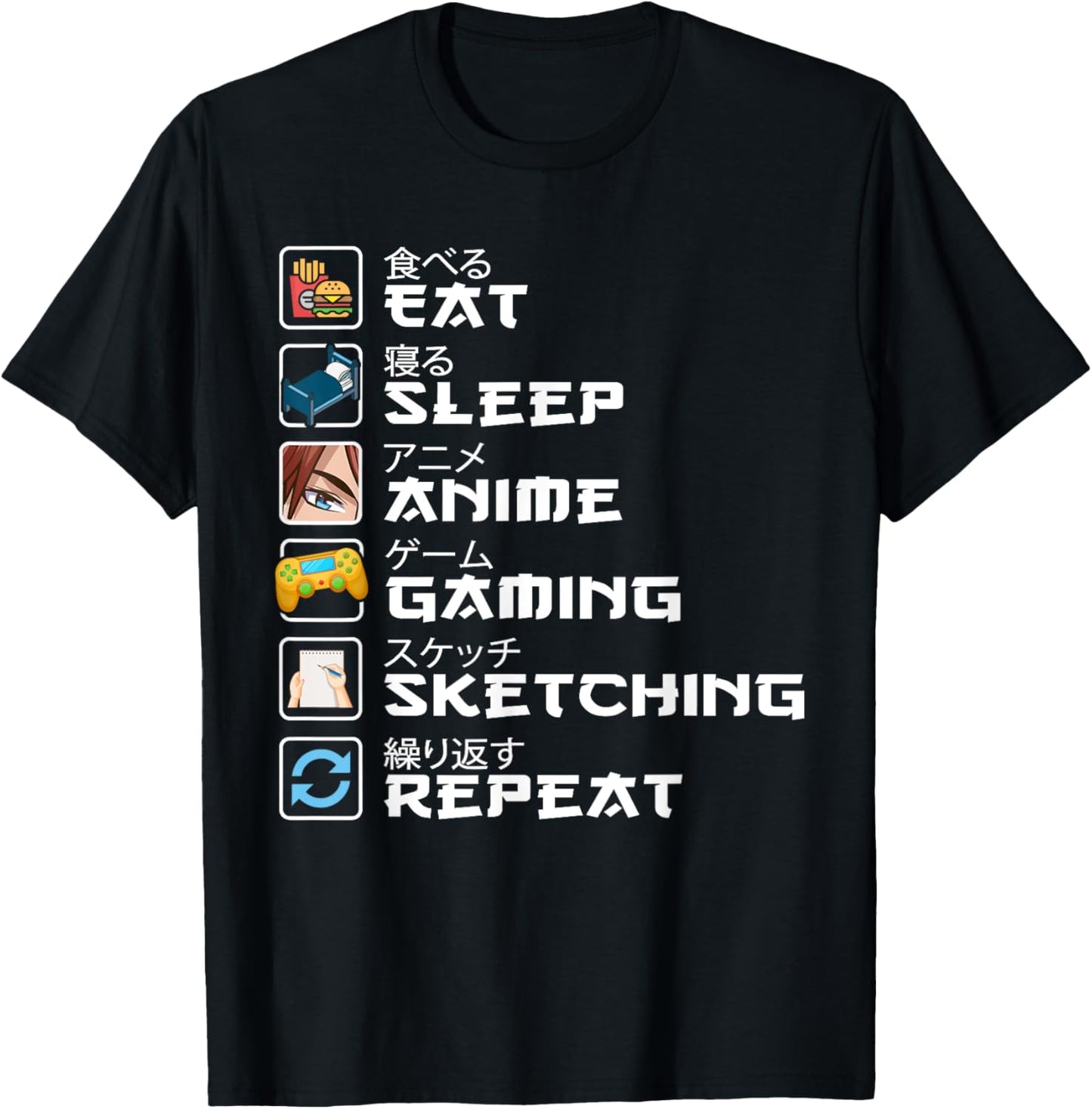Eat Sleep Anime Gaming Sketching Kawaii Otaku Anime Manga