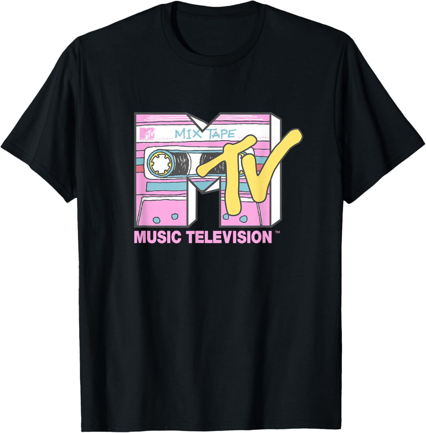 MTV Retro Neon Mix Tape Vintage Cassette Sketch Logo
