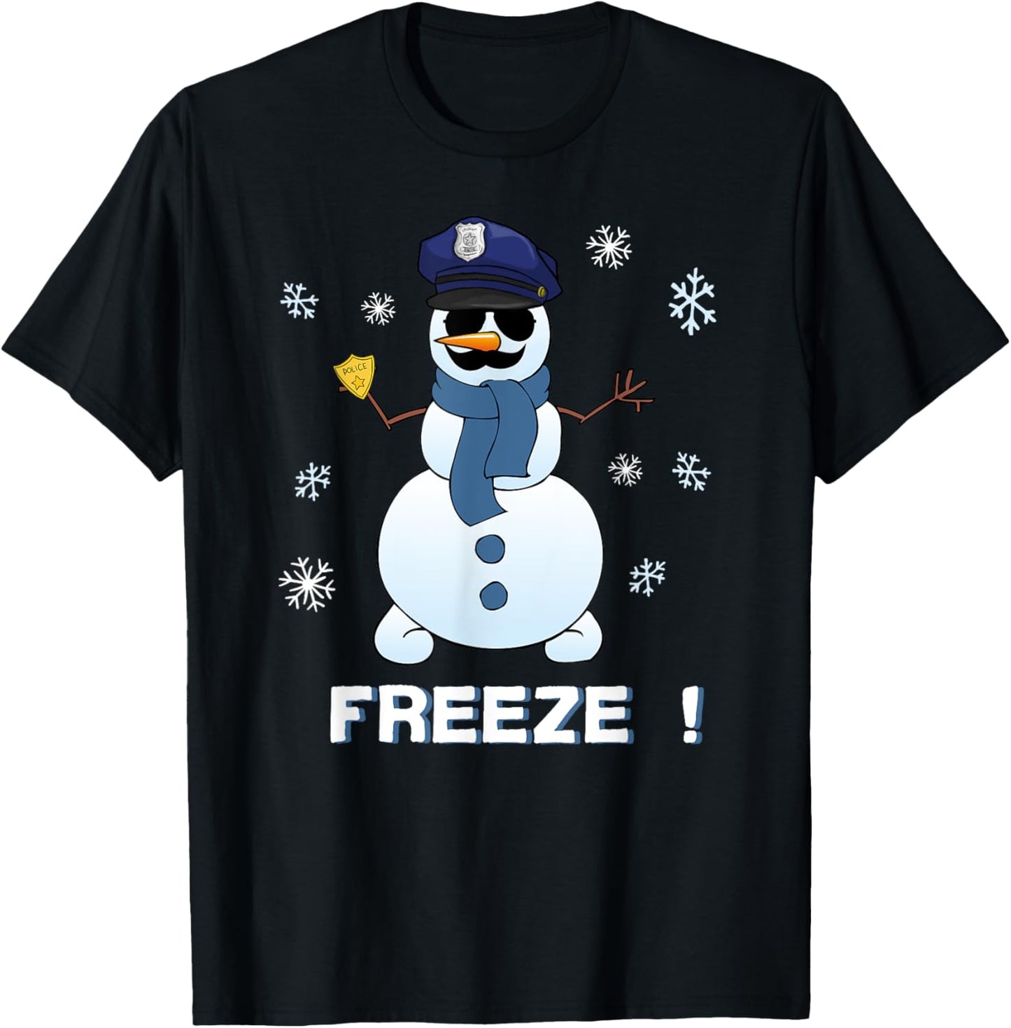 Cop Snowman Shirt Freeze Christmas Party Gift T-Shirt Xmas