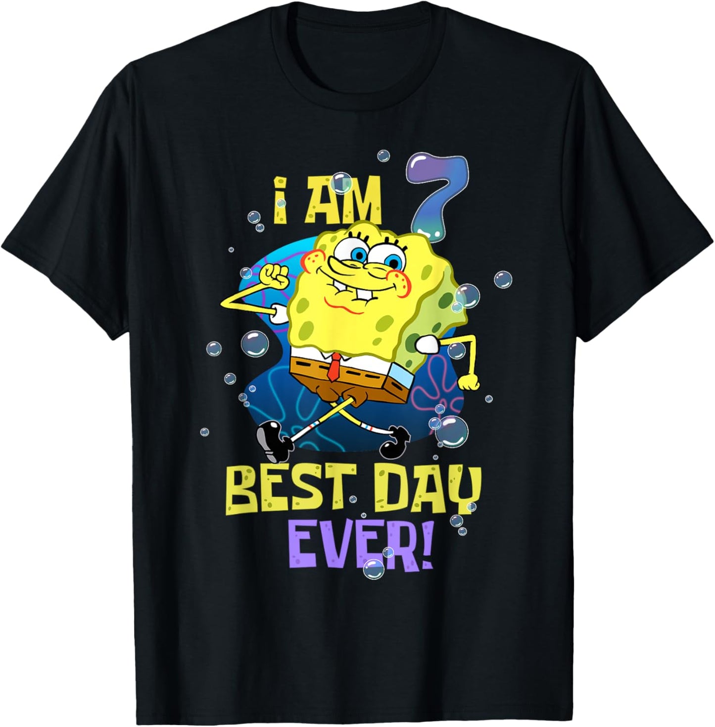 Mademark x SpongeBob SquarePants - Spongebob I Am 7 Best Day Ever 7th Birthday Kids Spongebob