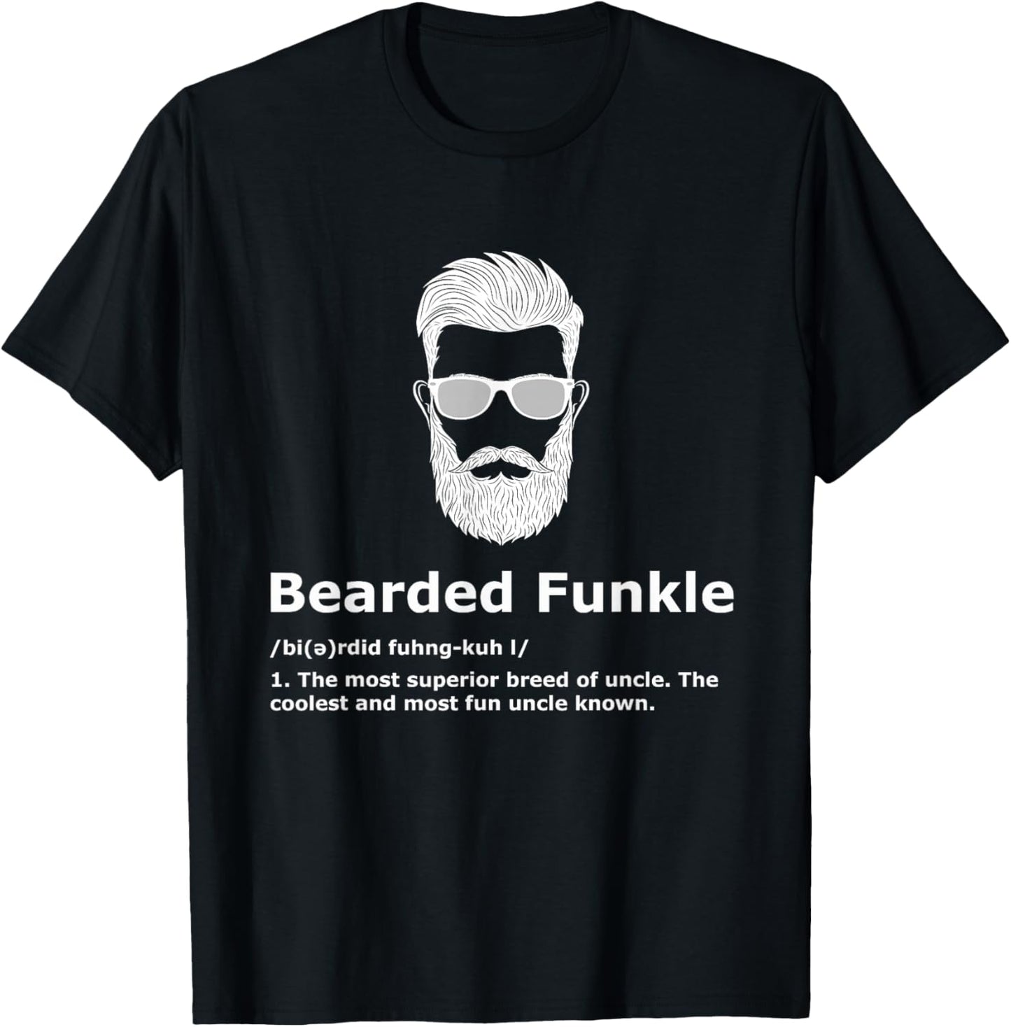 3:33 Creations Men's Black Bearded Funkle Funny Uncle Definition T-Shirt