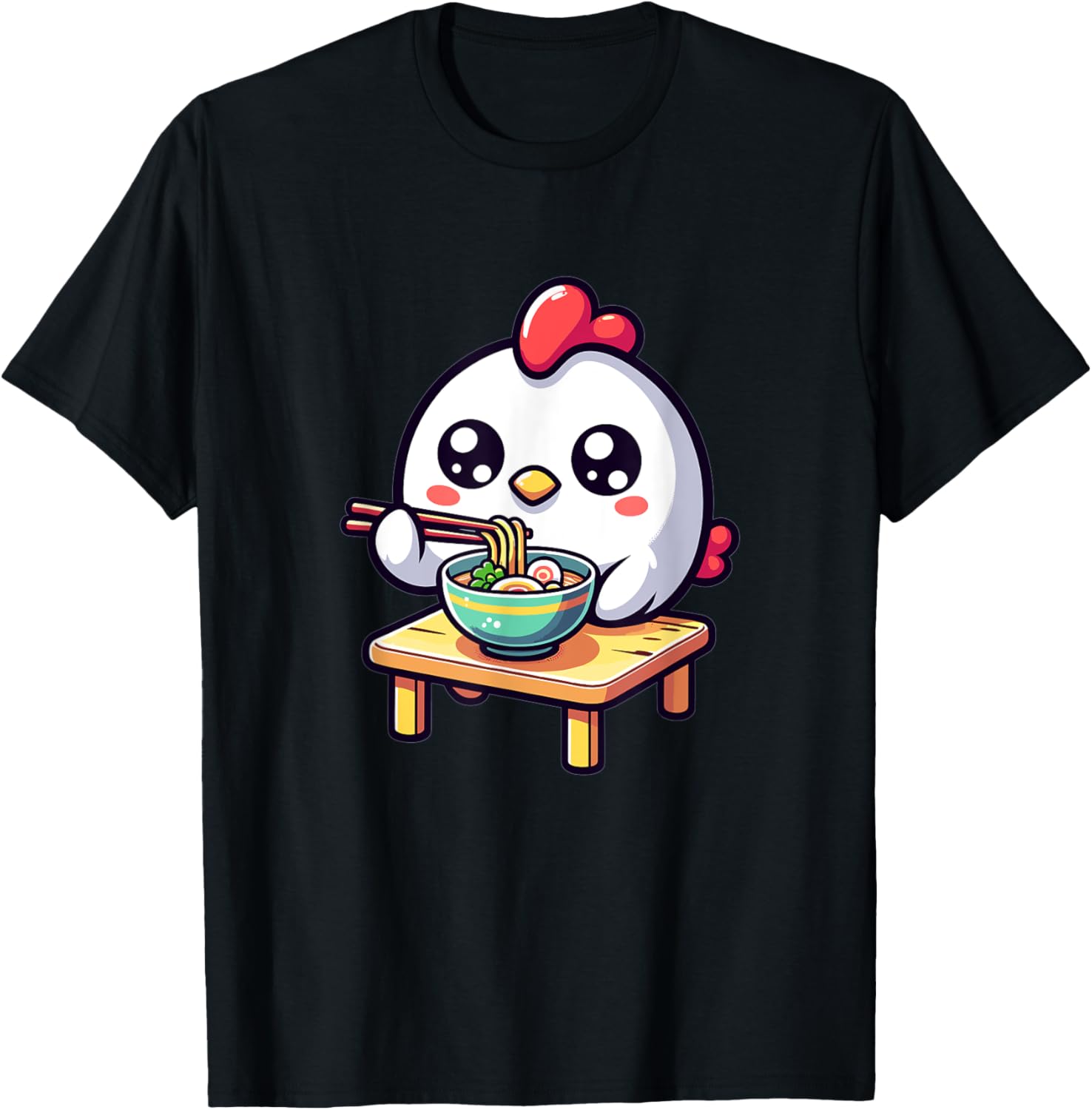 Cute Japanese Kawaii Chibi Chicken Eating Ramen
