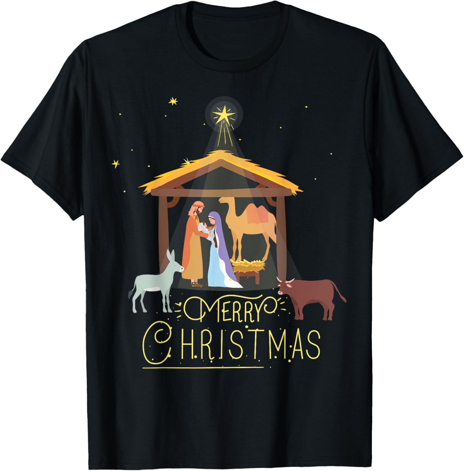 Merry Christmas - Nativity Scene North Star - Baby Jesus Short Sleeve