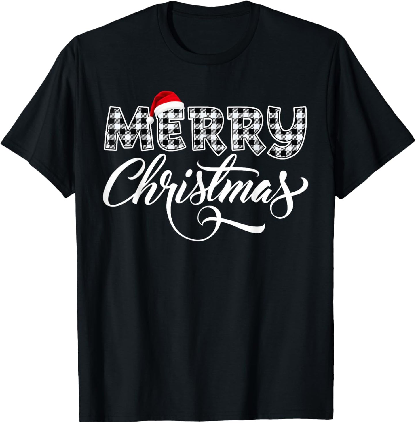 Merry Christmas Buffalo Black and White Plaid for Men Women