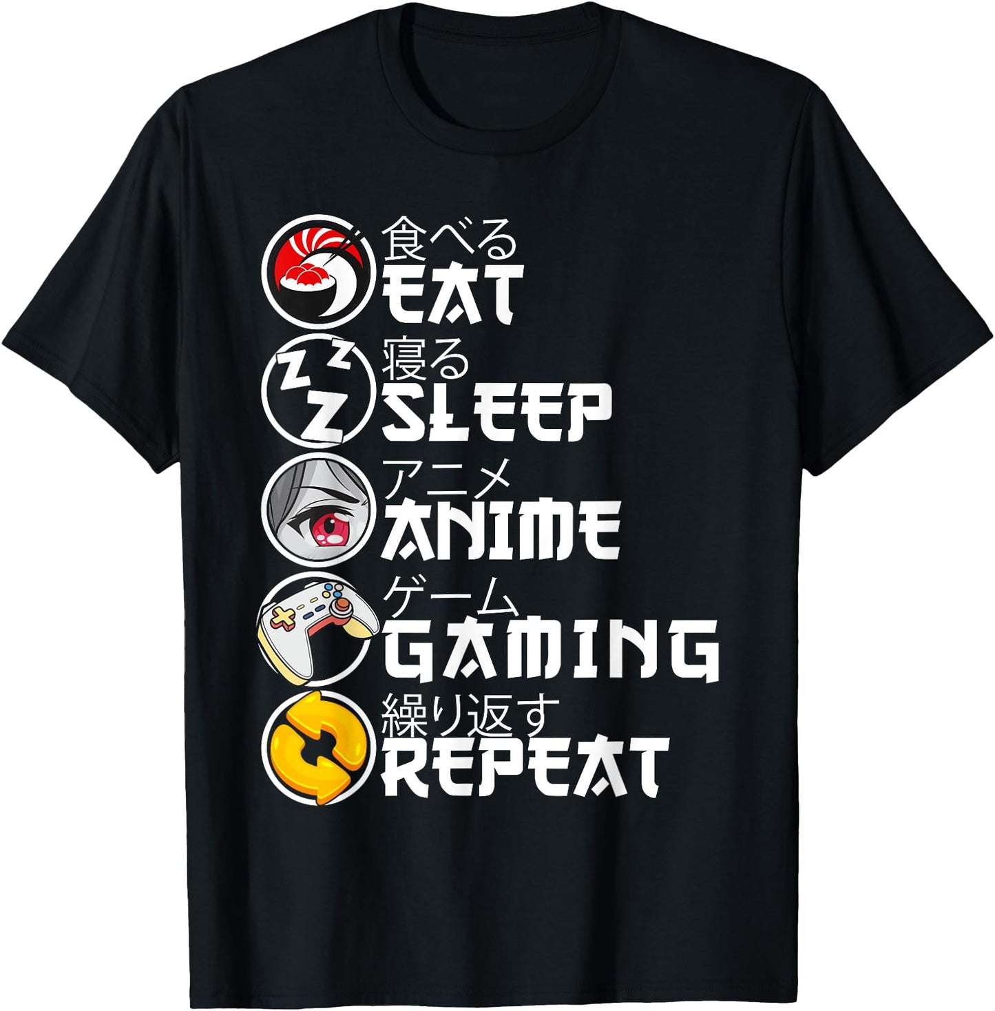 Retro Eat Sleep Anime Gaming Repeat Kawaii Anime Manga Gamer