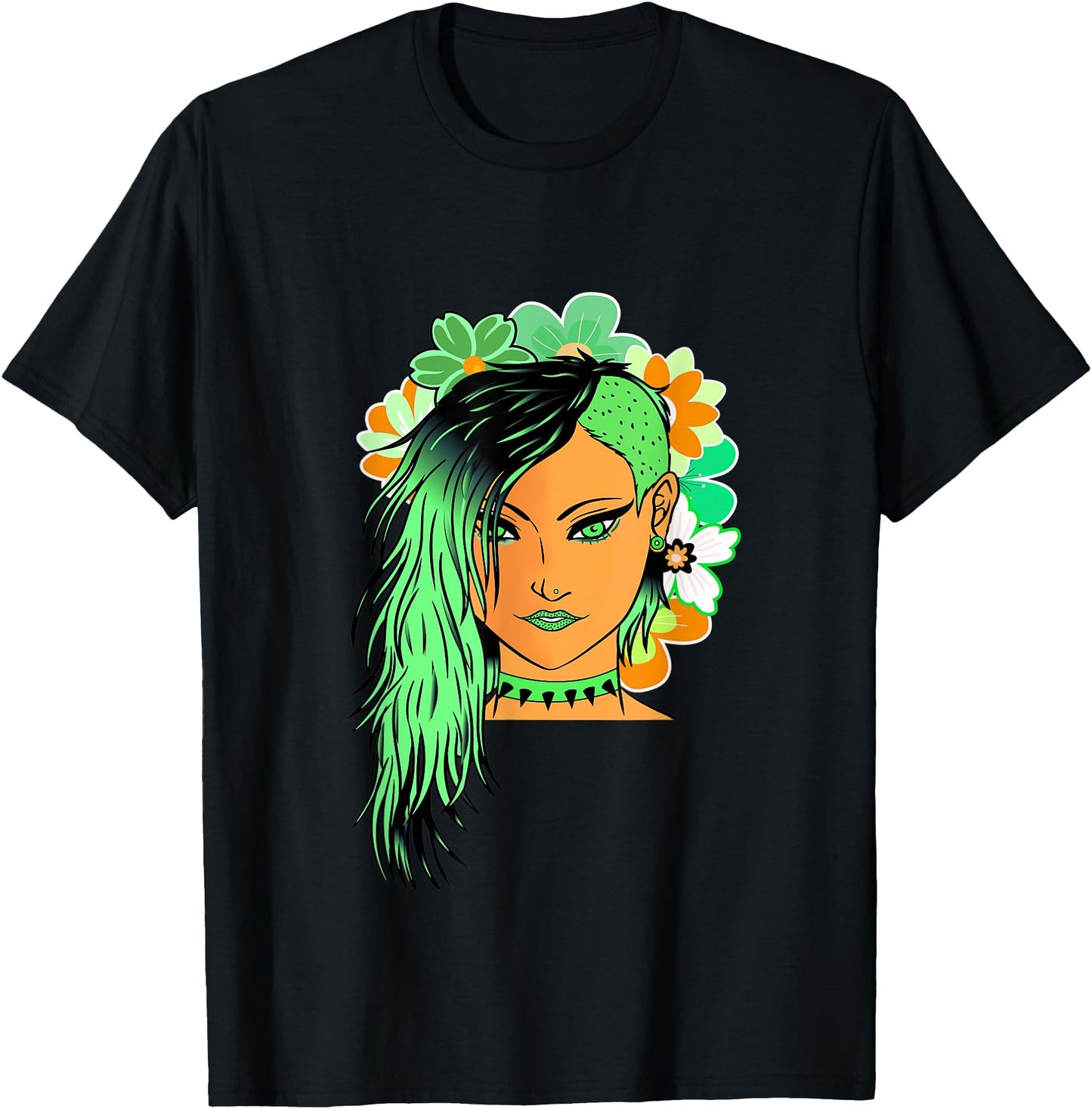 Kawaii Anime fairy floral emo goth teen girl lime green