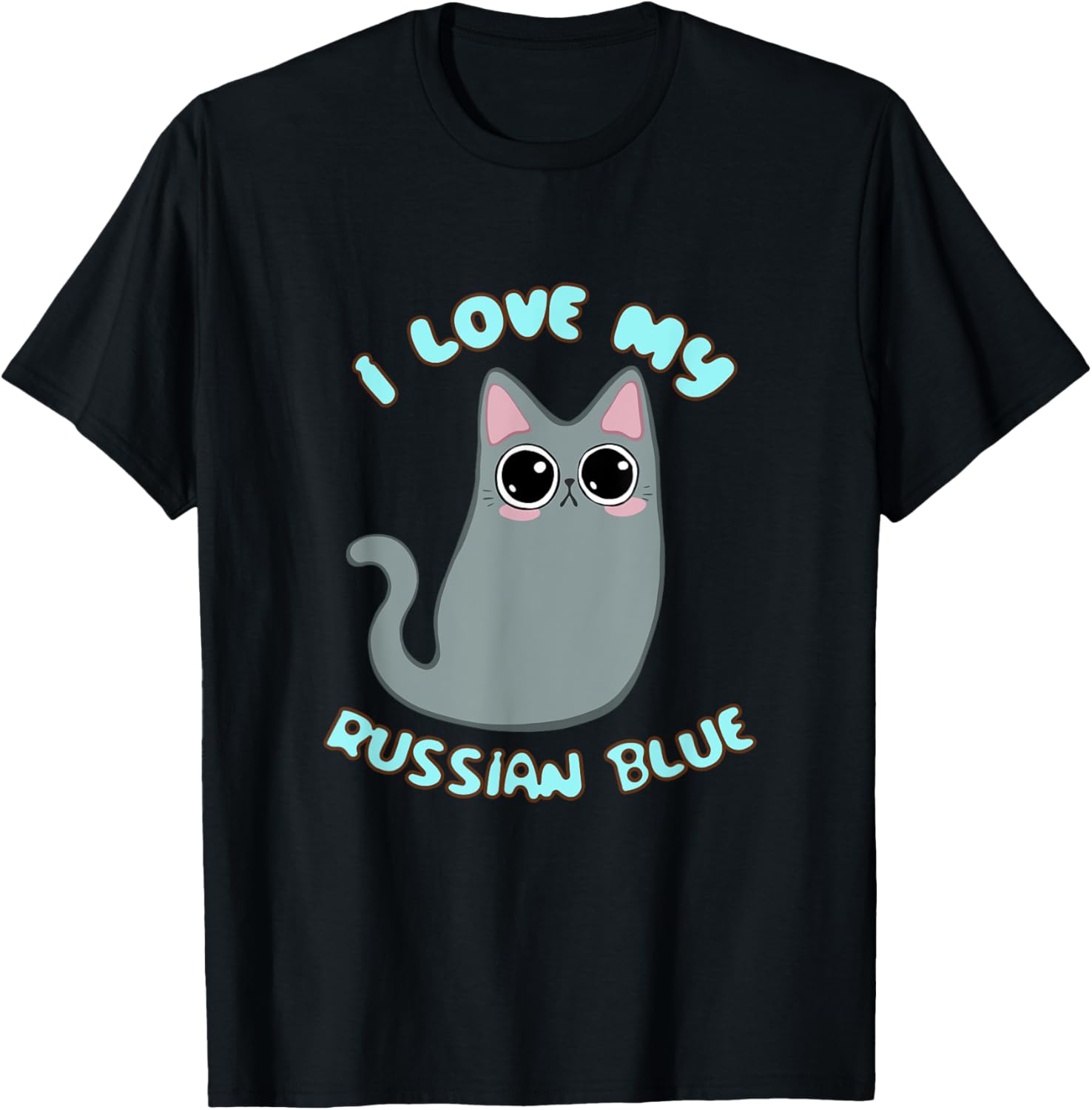 I Love My Russian Blue Cat Grey Gray Kitty Kawaii Chibi cute T-Shirt for Men Women Kids