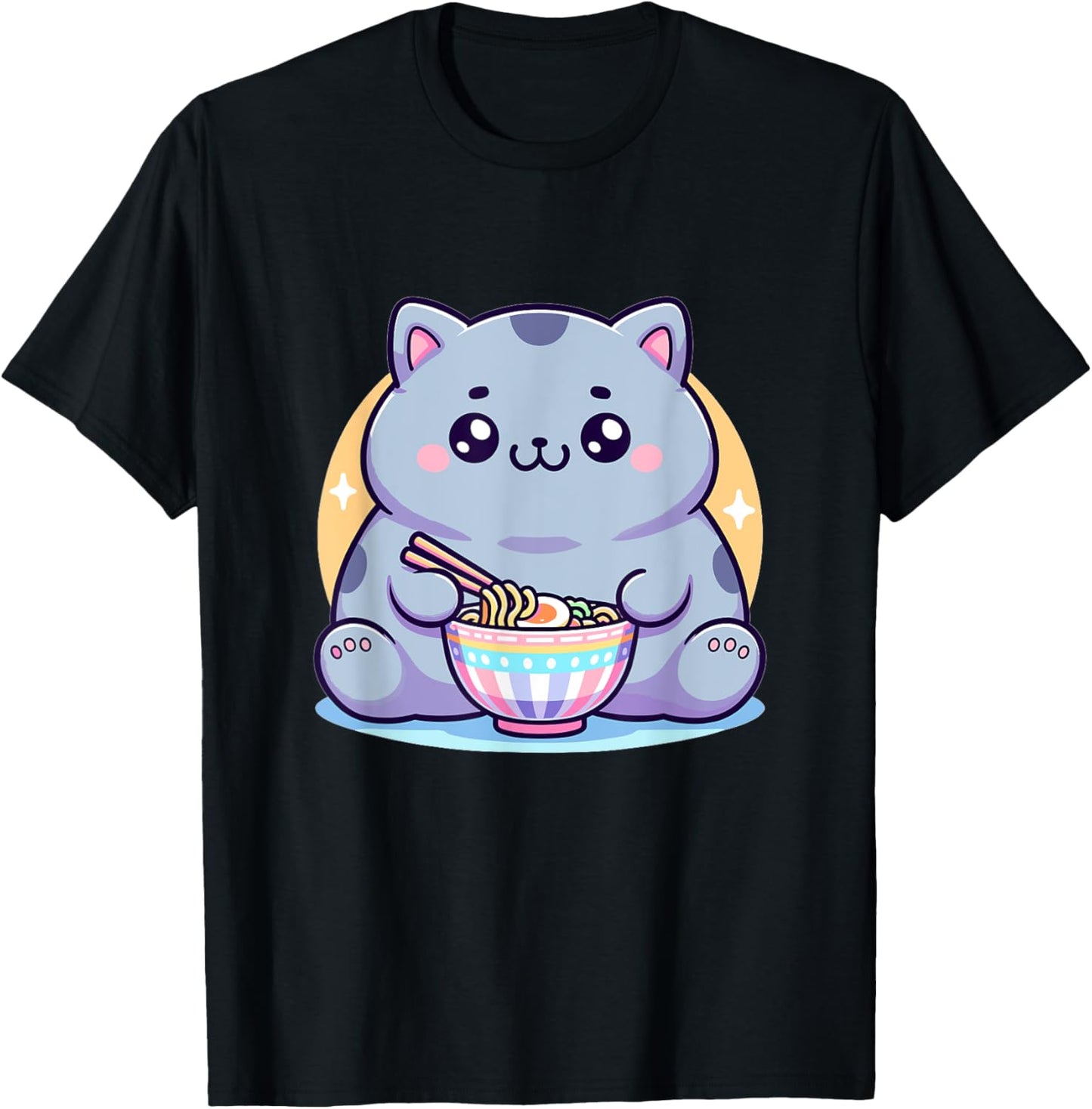 Cute Kawaii Chibi British Shorthair Cat Eating Ramen