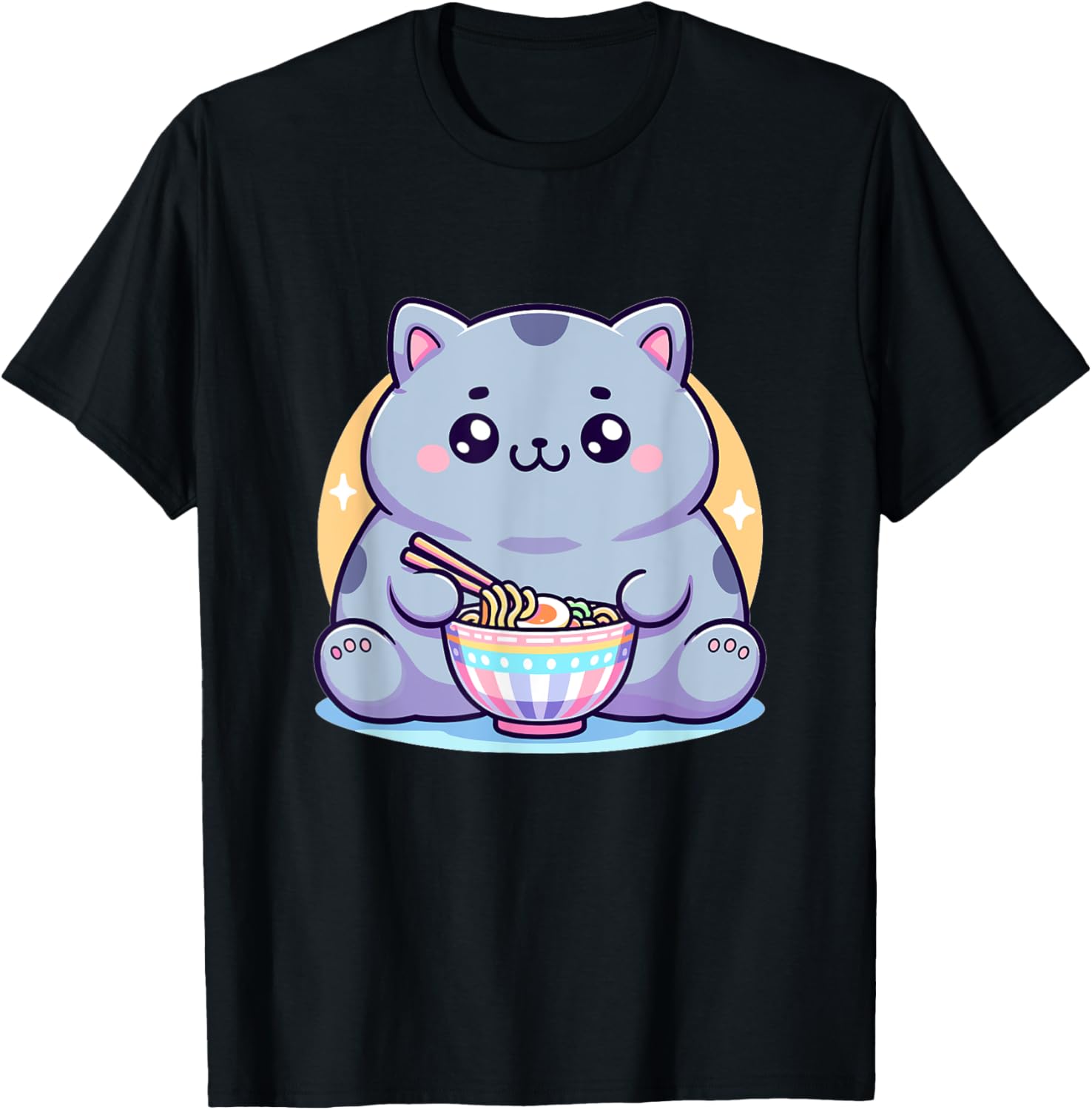 Cute Kawaii Chibi British Shorthair Cat Eating Ramen