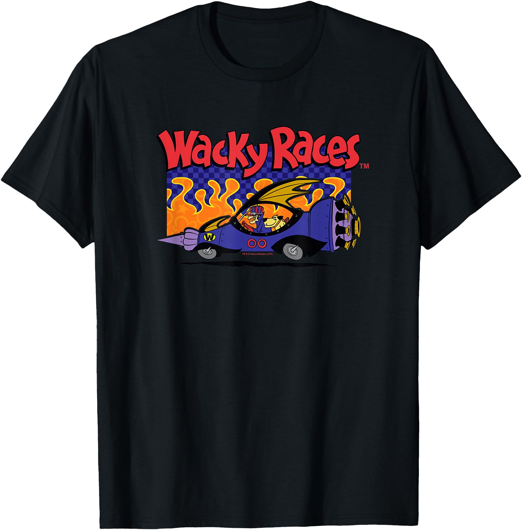 Hanna-Barbera Wacky Races Adult Unisex-Kids Black Cotton Polyester Short Sleeve V-Neck
