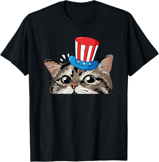 Cat 4th Of July Funny Kitten Kitty Patriotic Pet Lover T-Shirt