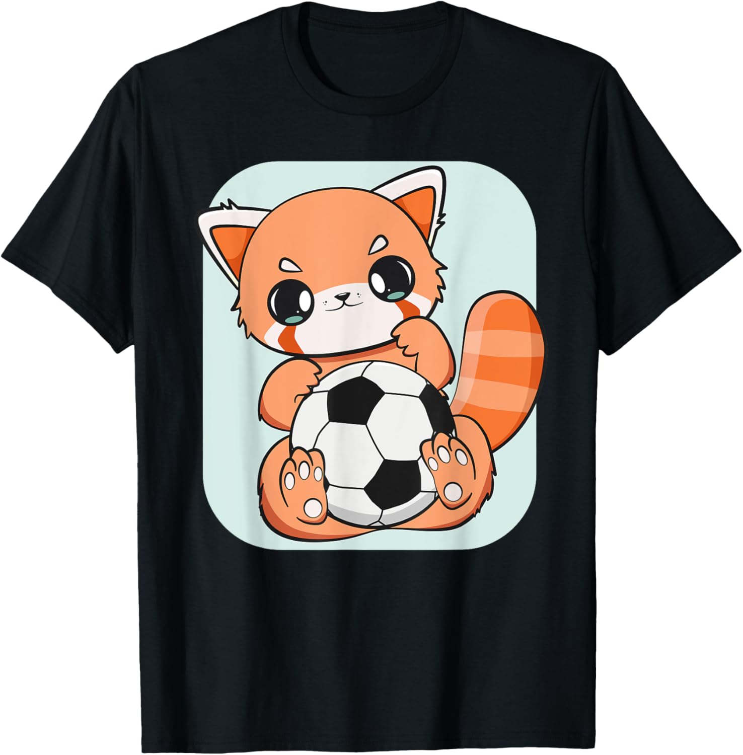 Red Panda With Soccer Ball Sport Chibi Anime Otaku