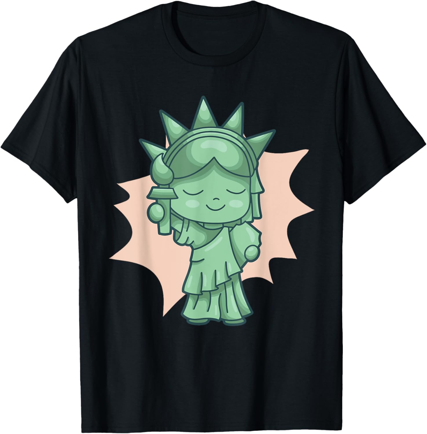 Lady Liberty Chibi Smiling and Holding up Torch