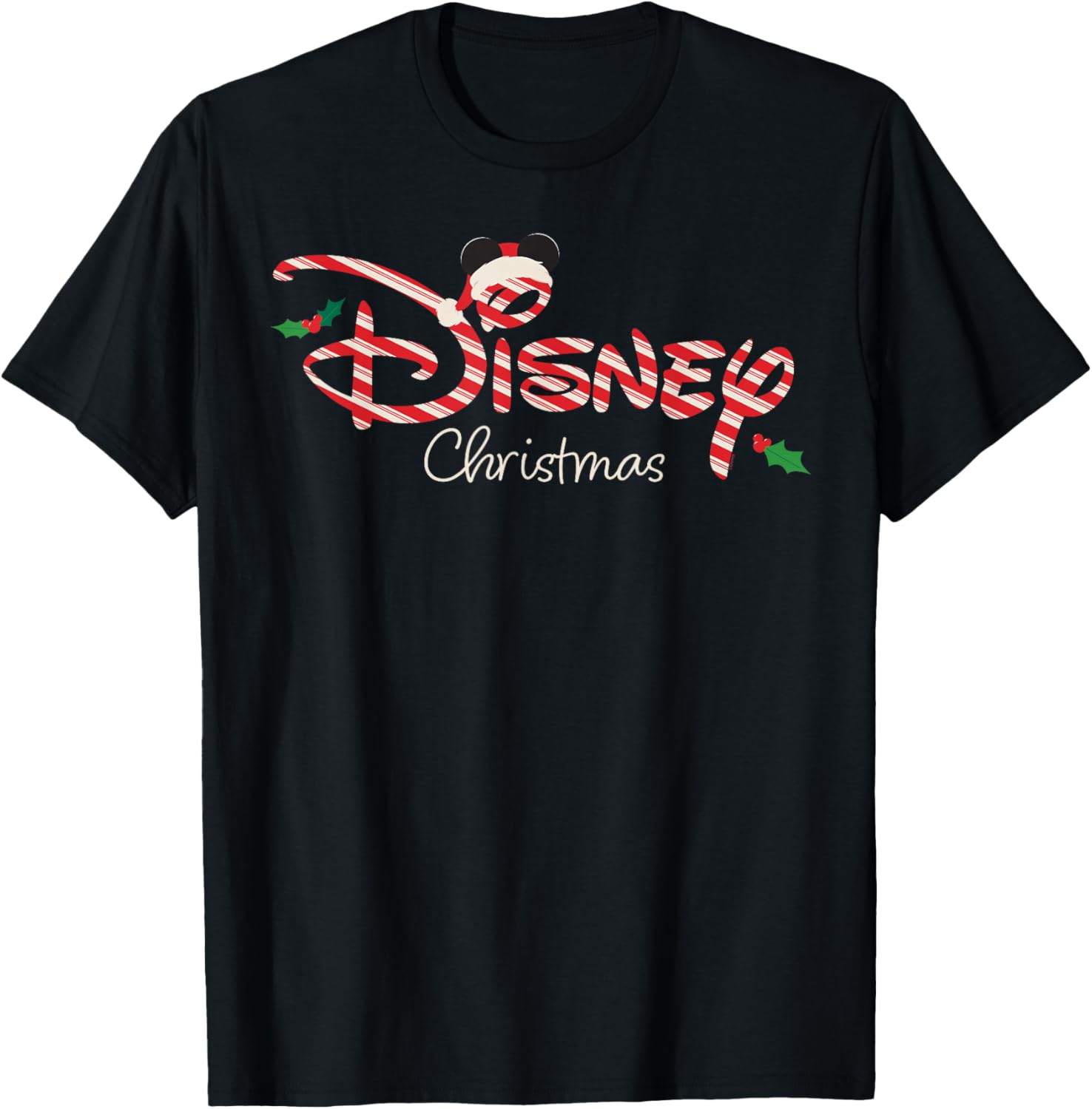 Disney Christmas Script Logo Candy Cane Holiday Trip