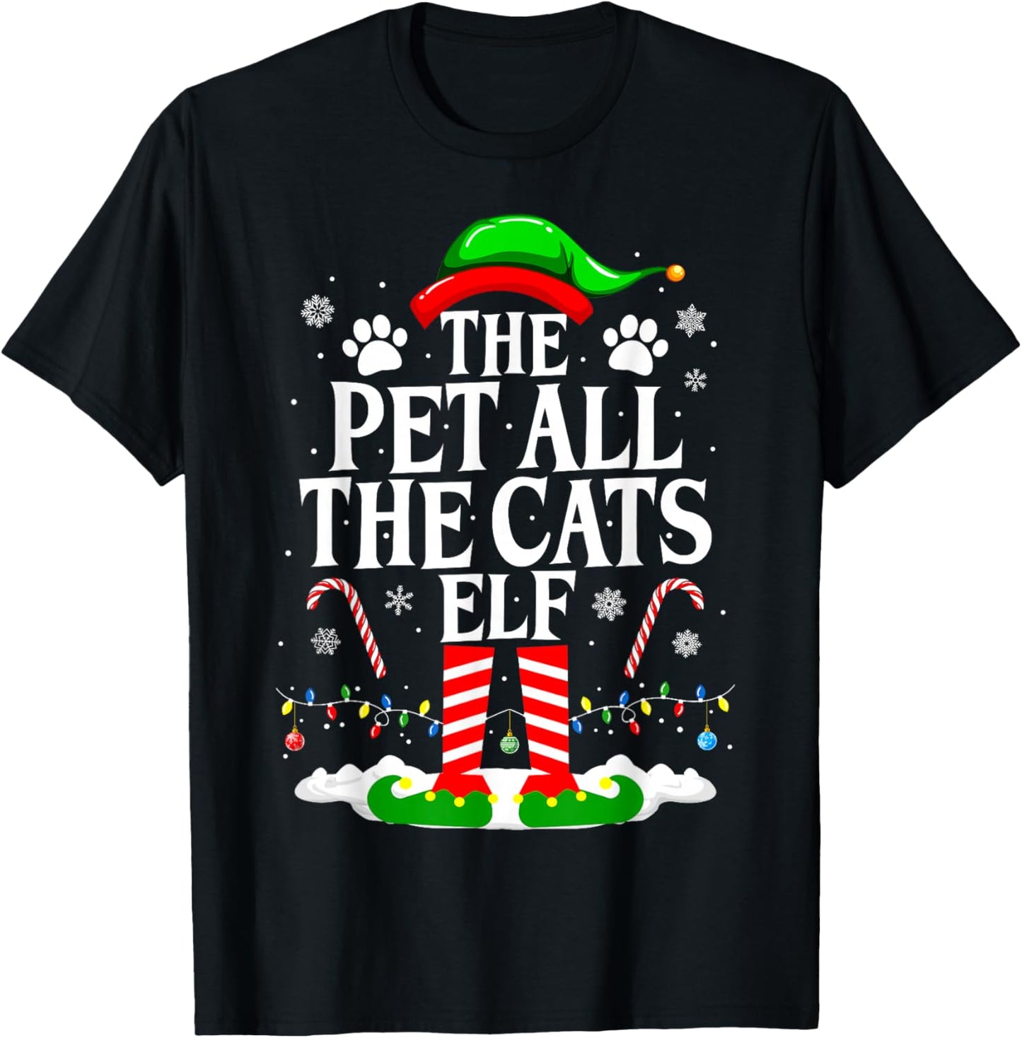 The Pet All The Cats Elf Xmas Funny Cat lover Christmas