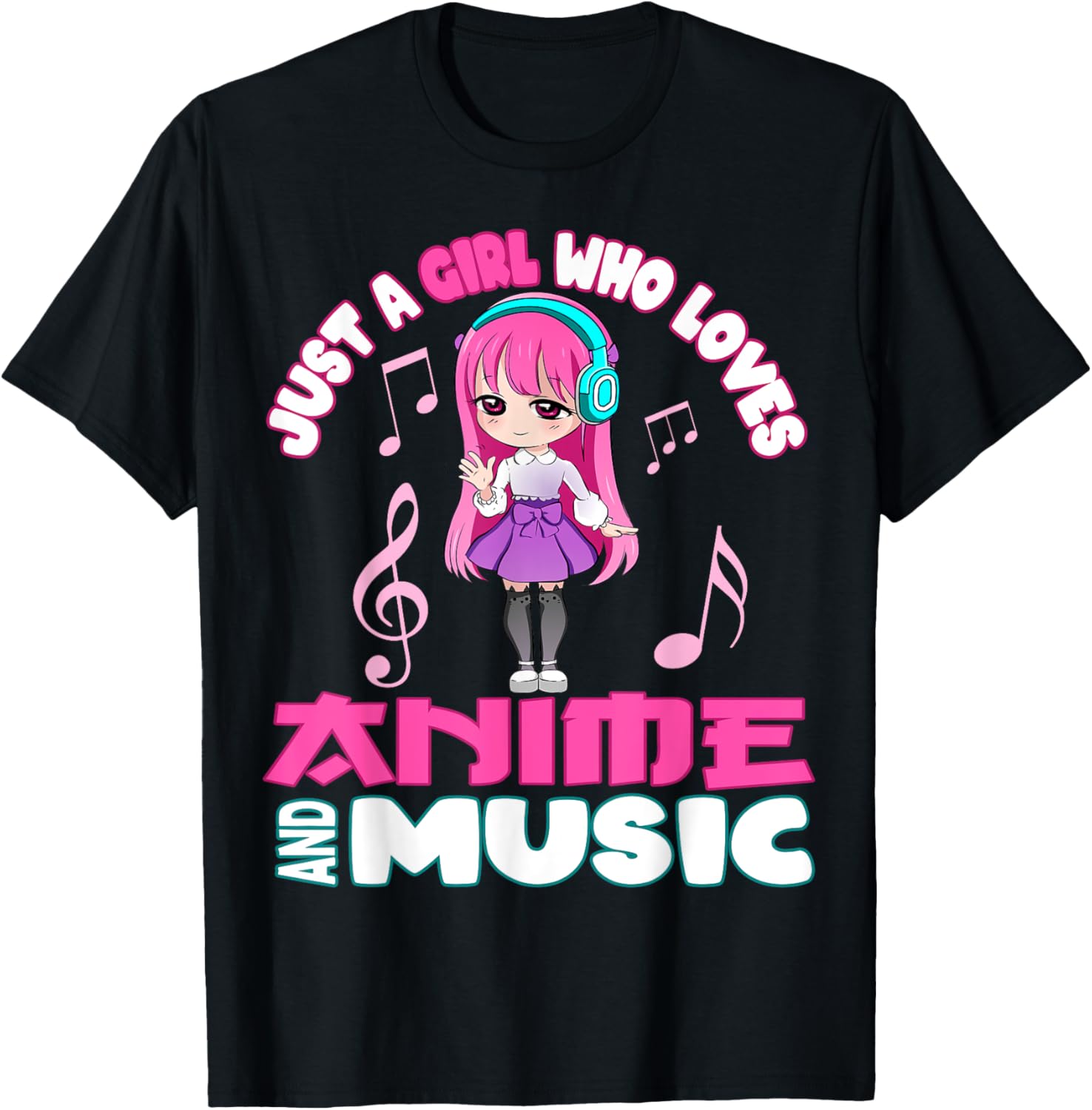 Funny Anime and Music Girl for Teen chibi graphic