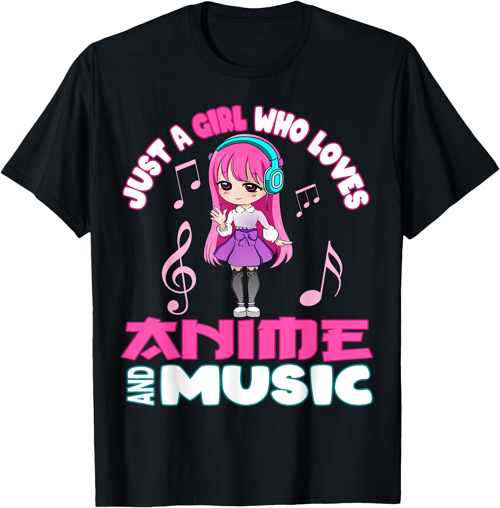 Funny Anime and Music Girl for Teen chibi graphic