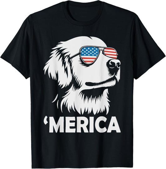 American Flag Golden Retriever 4th Of July Golden Dog Mom T-Shirt for Men Women