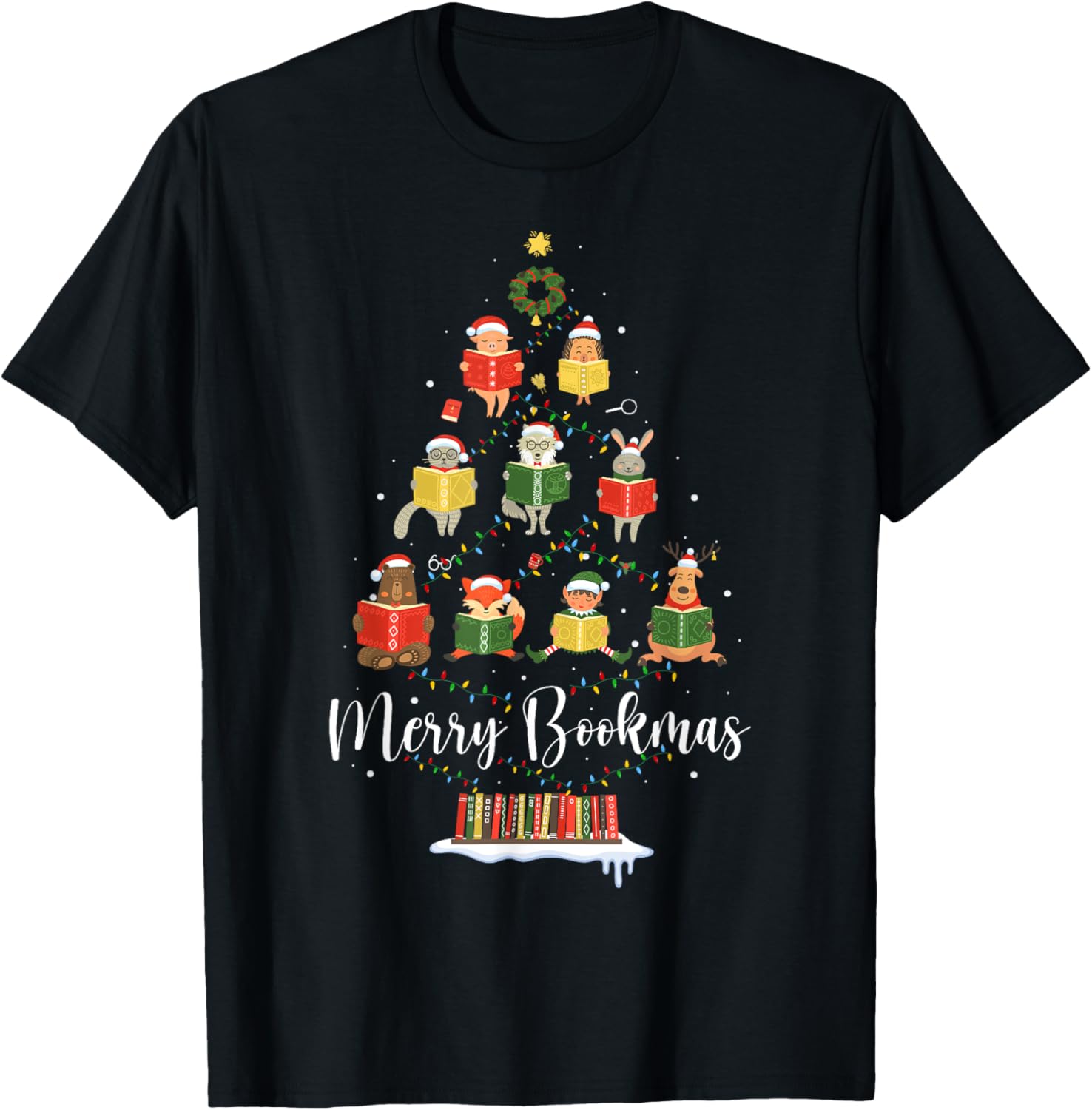 Librarian Book Lover Books Christmas Tree Merry Bookmas Xmas