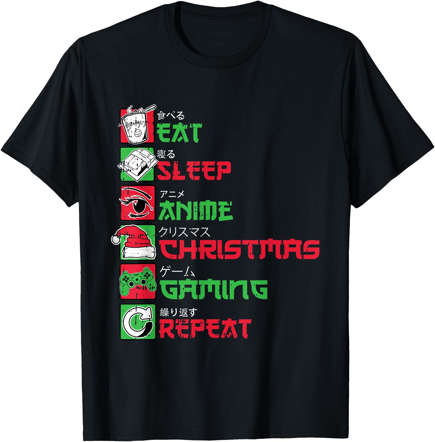 Eat Sleep Anime Gaming Christmas Pajama X-Mas Holiday Gamer