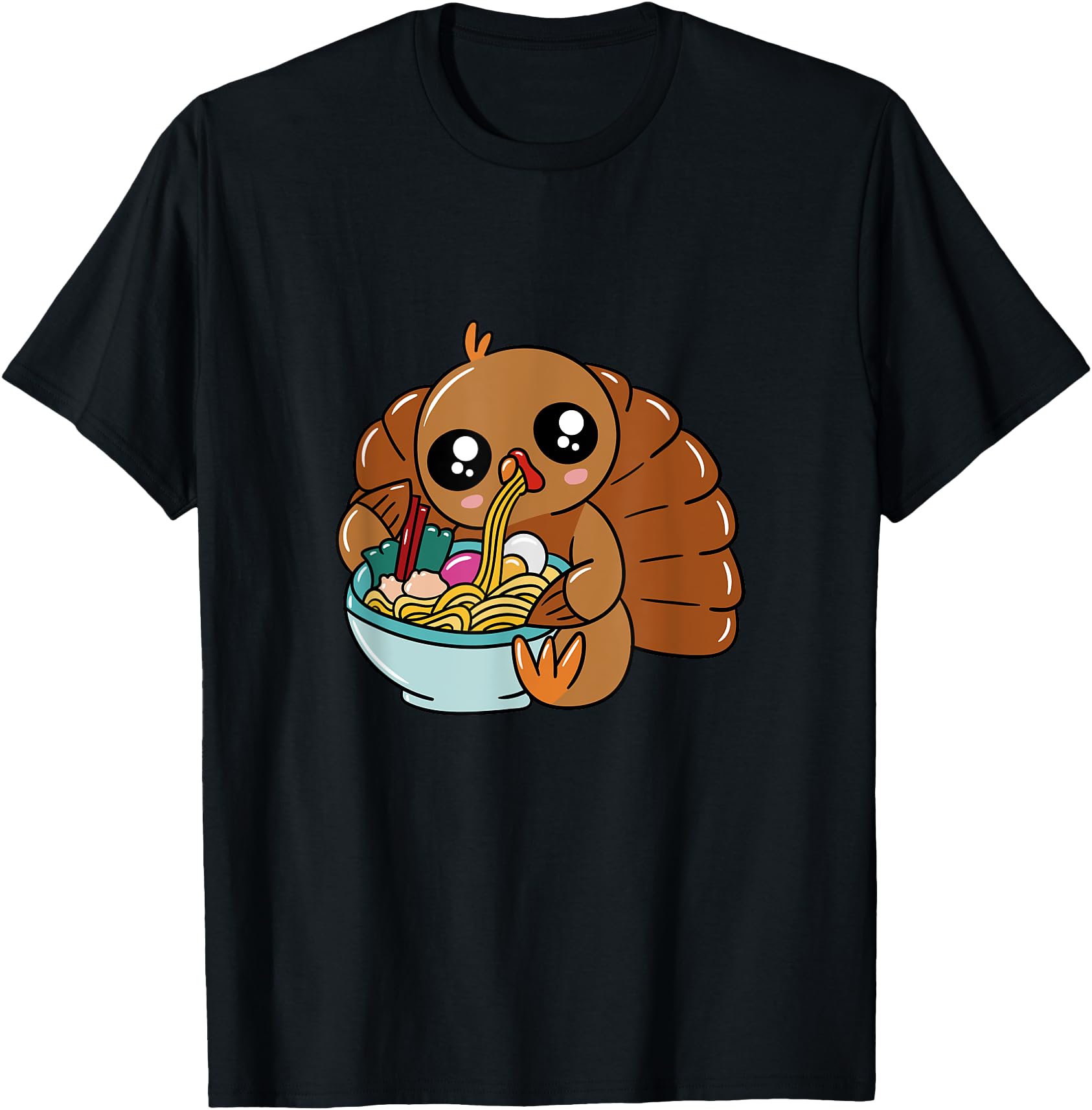 Kawaii Cute Turkey Eating Ramen Noodles Japanese Graphic