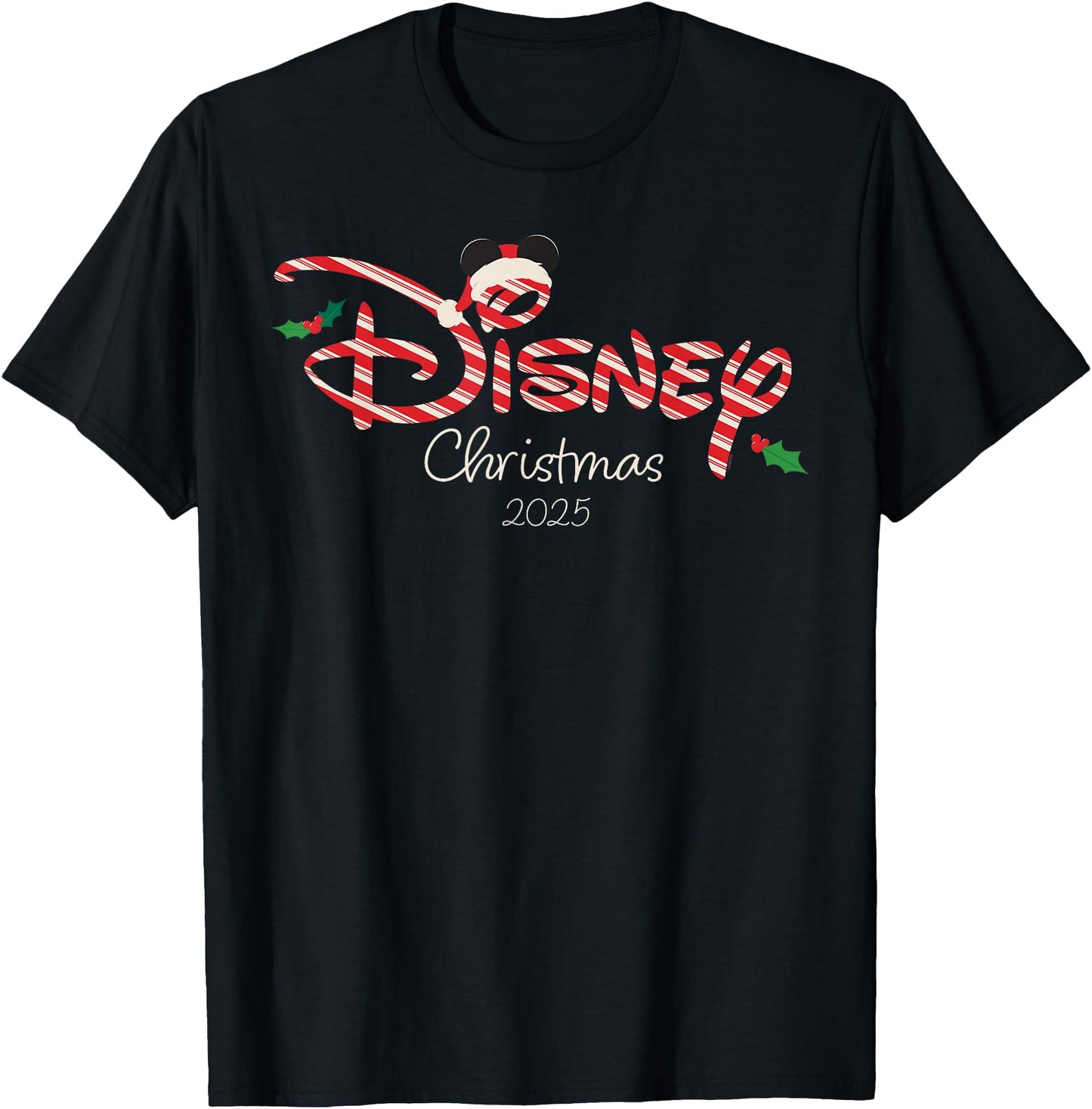 Disney Christmas 2025 Candy Cane Script Logo Holiday Trip