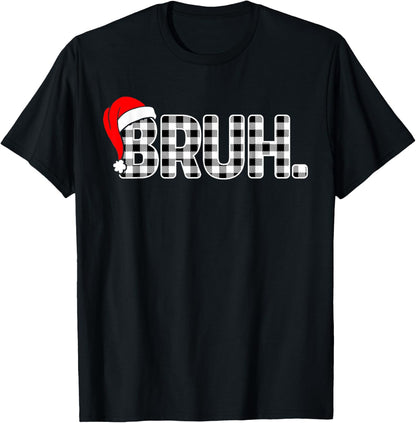Bruh Funny Christmas Plaid Teens Boys Kids Xmas Pajamas