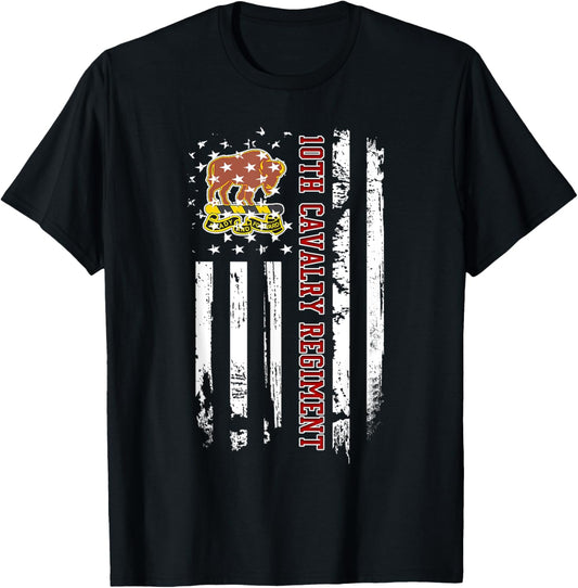 10th Cavalry Regiment Veteran USA Flag Veterans Day Xmas T-Shirt