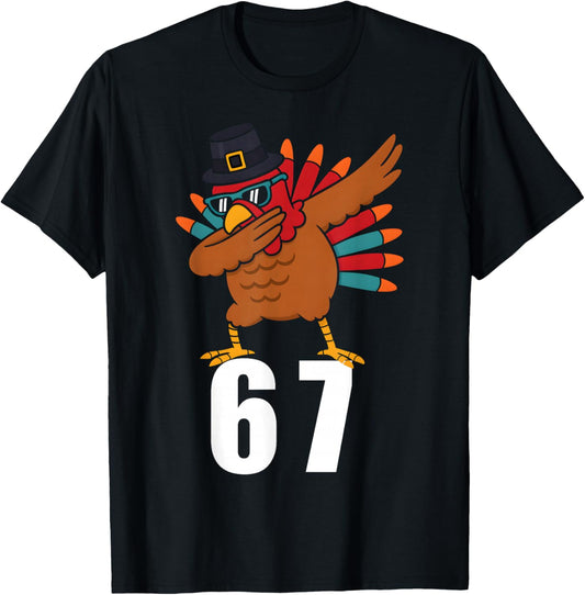 67 Thanksgiving Dabbing Turkey Boys Kids Six Seven Funny