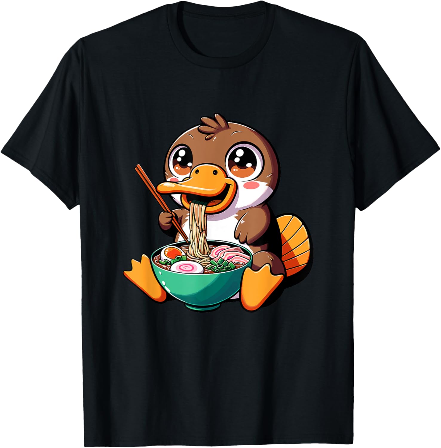 Cute Japanese Kawaii Chibi Platypus Eating Ramen