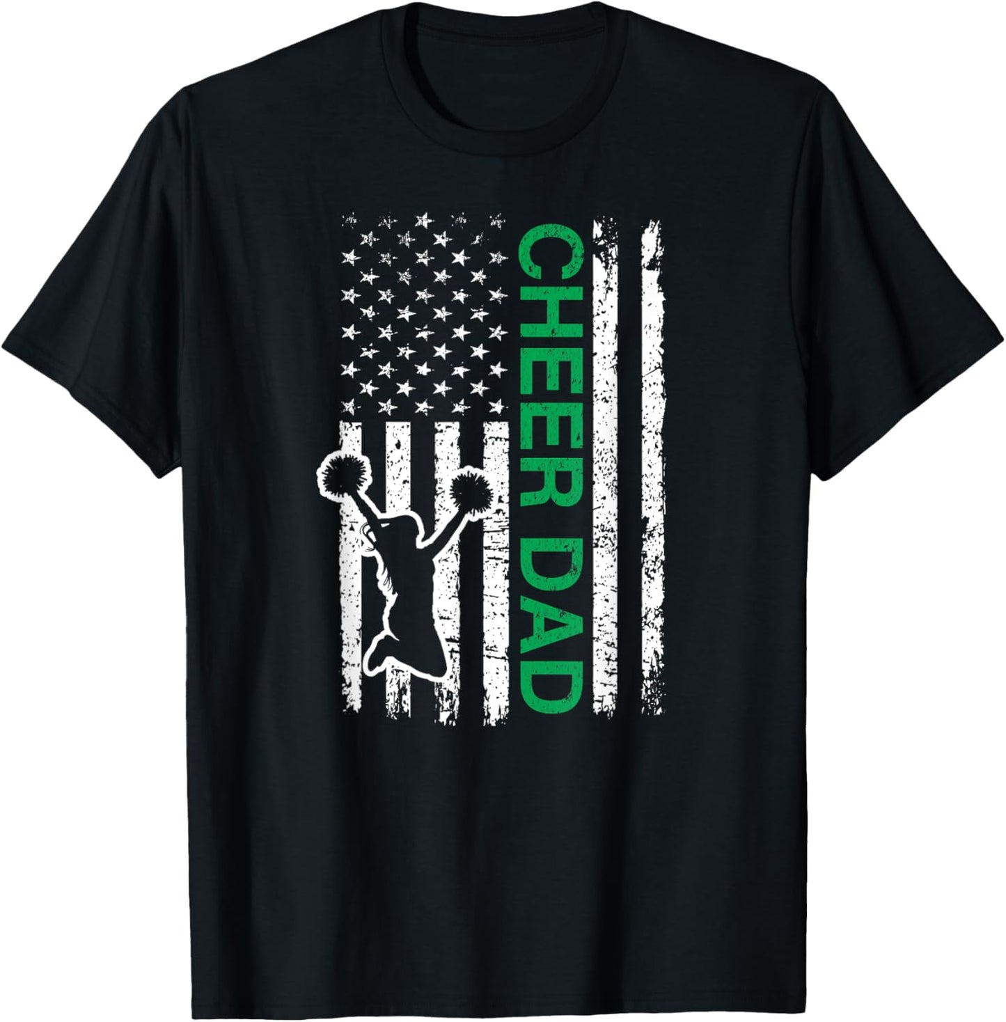 Cheer Dad Flag Green Cheerleading T-Shirt
