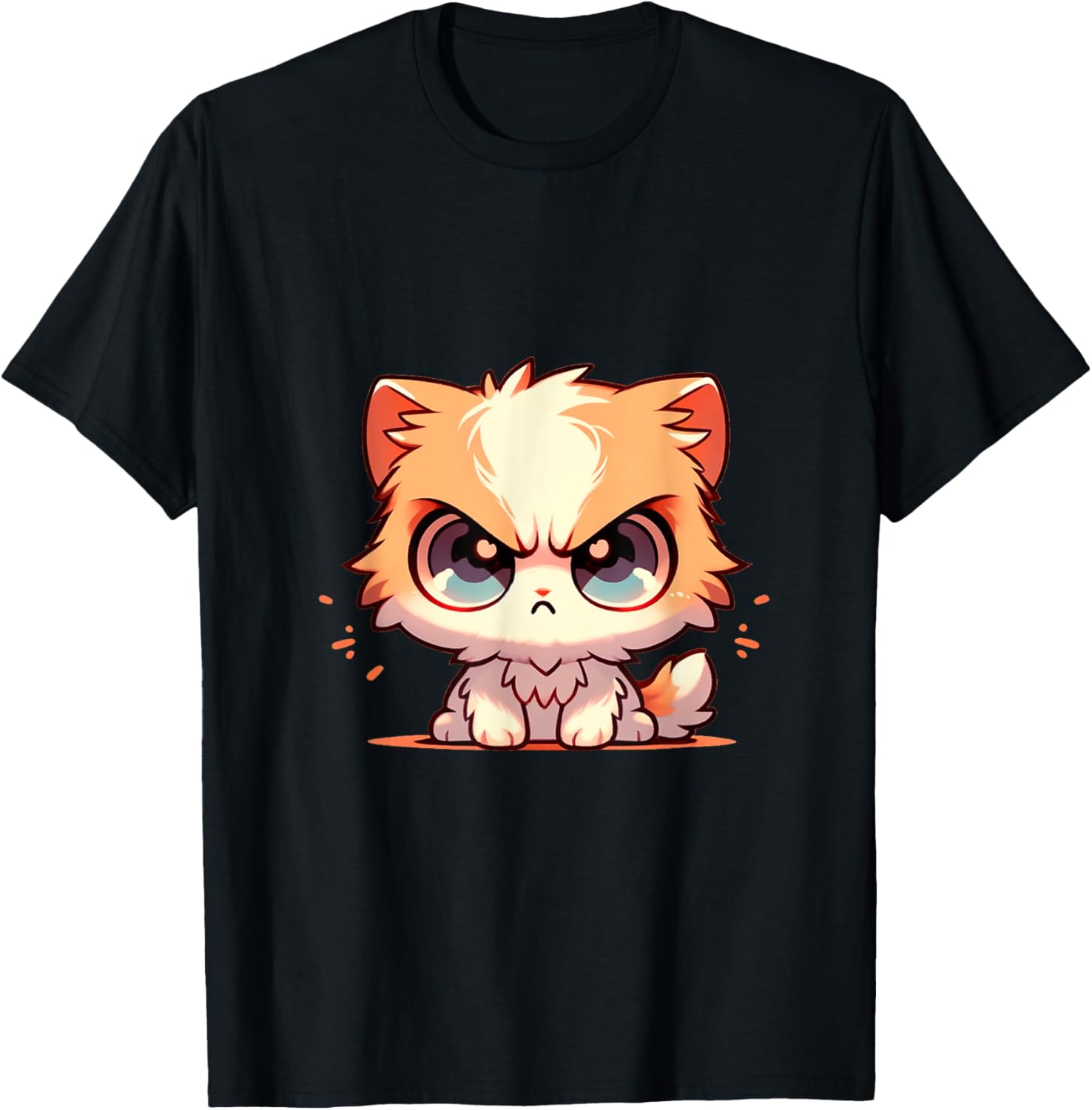 Cute Little Angry Kitten Chibi Funny Shape.