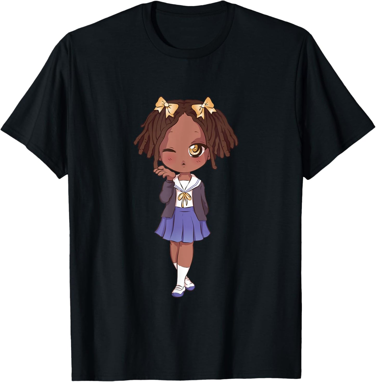 Black African American Anime Girl Cute Chibi